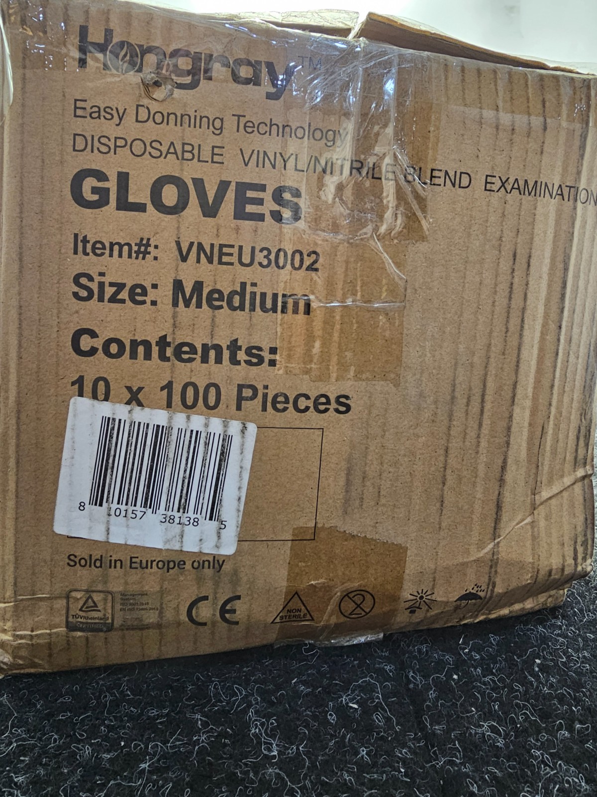(QTY 1000) Hongray VNEU3002 Disposable Vinyl Nitrile Blend Gloves Medium Size