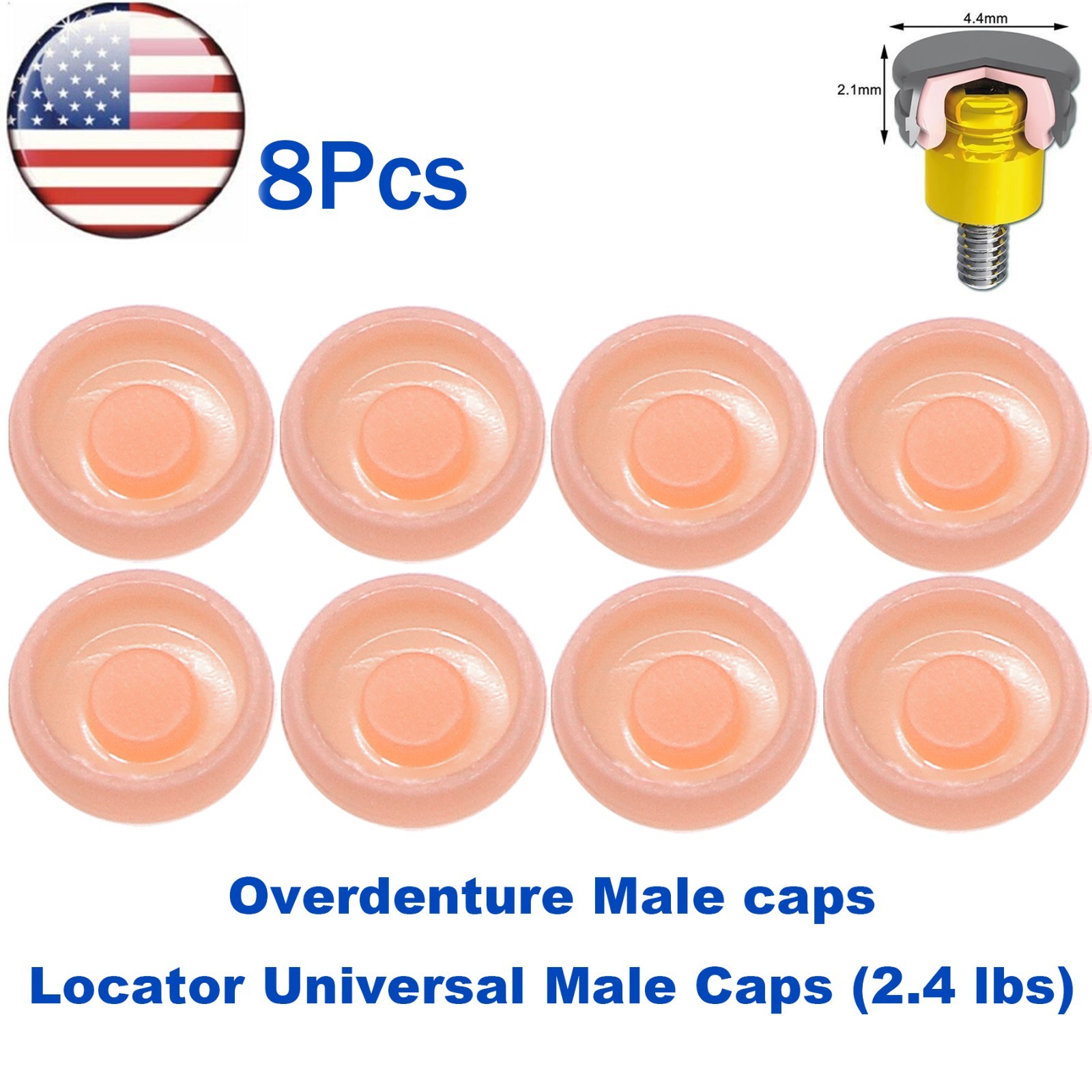 US 8Pcs Dental Overdenture Retention Caps For Implant Locator Abutment Inserts