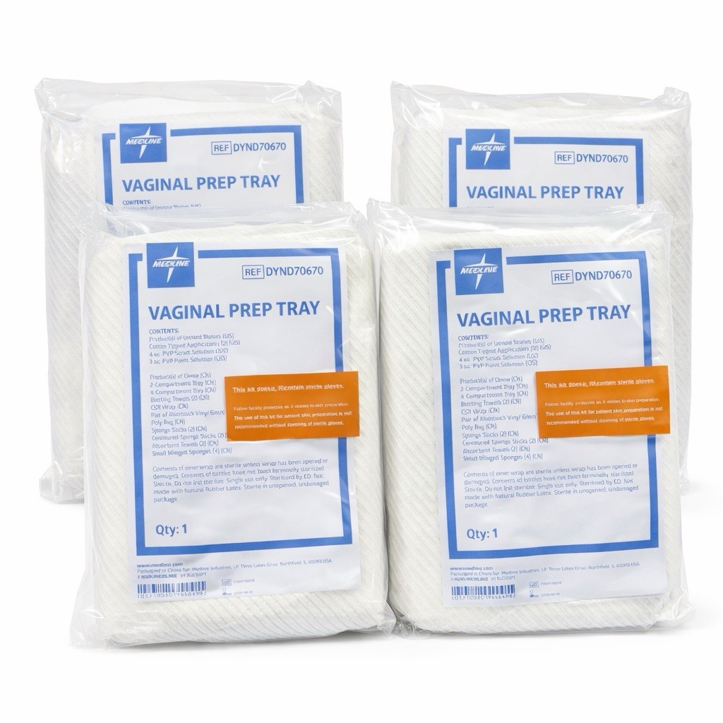 Lot of 4 Medline DYND70670 Vaginal Prep Tray Kit Exp 04/2026