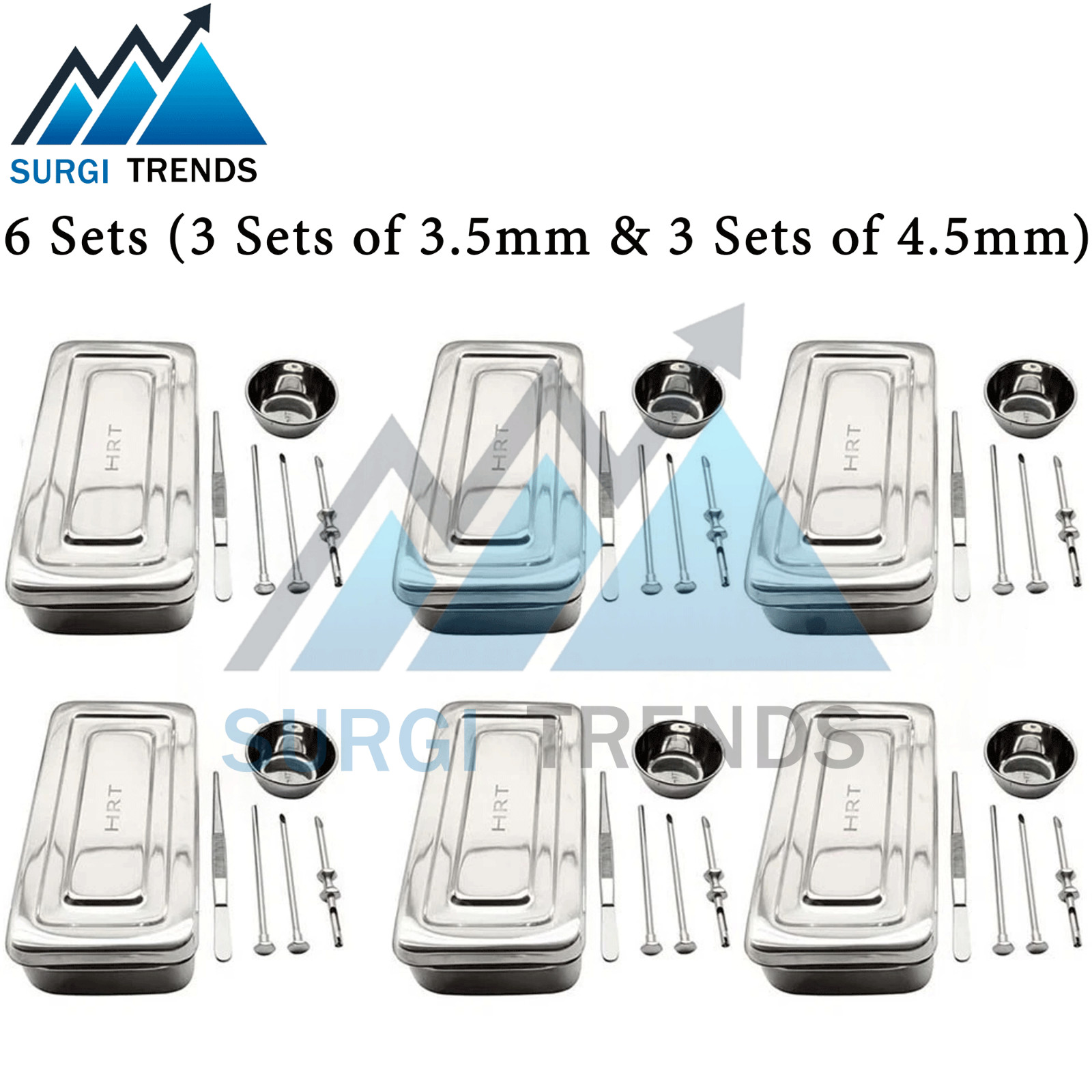 6 Sets HRT Trocar 3.5 mm & 4.5mm Hormone Replacement Pellet Insertion Kit