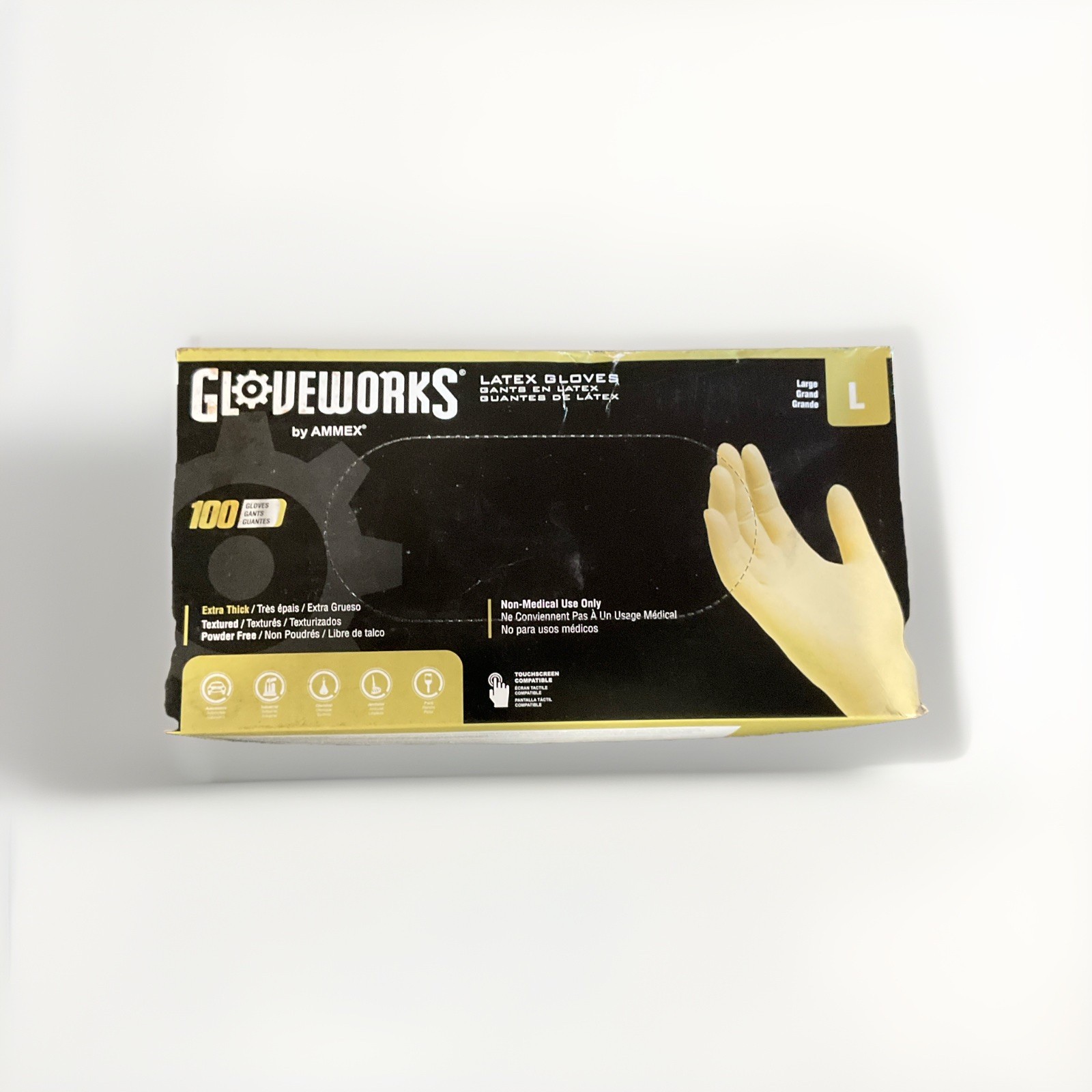 AMMEX Gloveworks Industrial Latex Gloves – White, Pack of 1000 SIZE LARGE