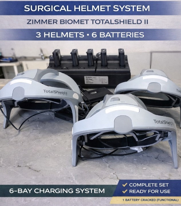 Zimmer Biomet TotalShield II Surgical Helmet System, 3 Helmets, batteries Works