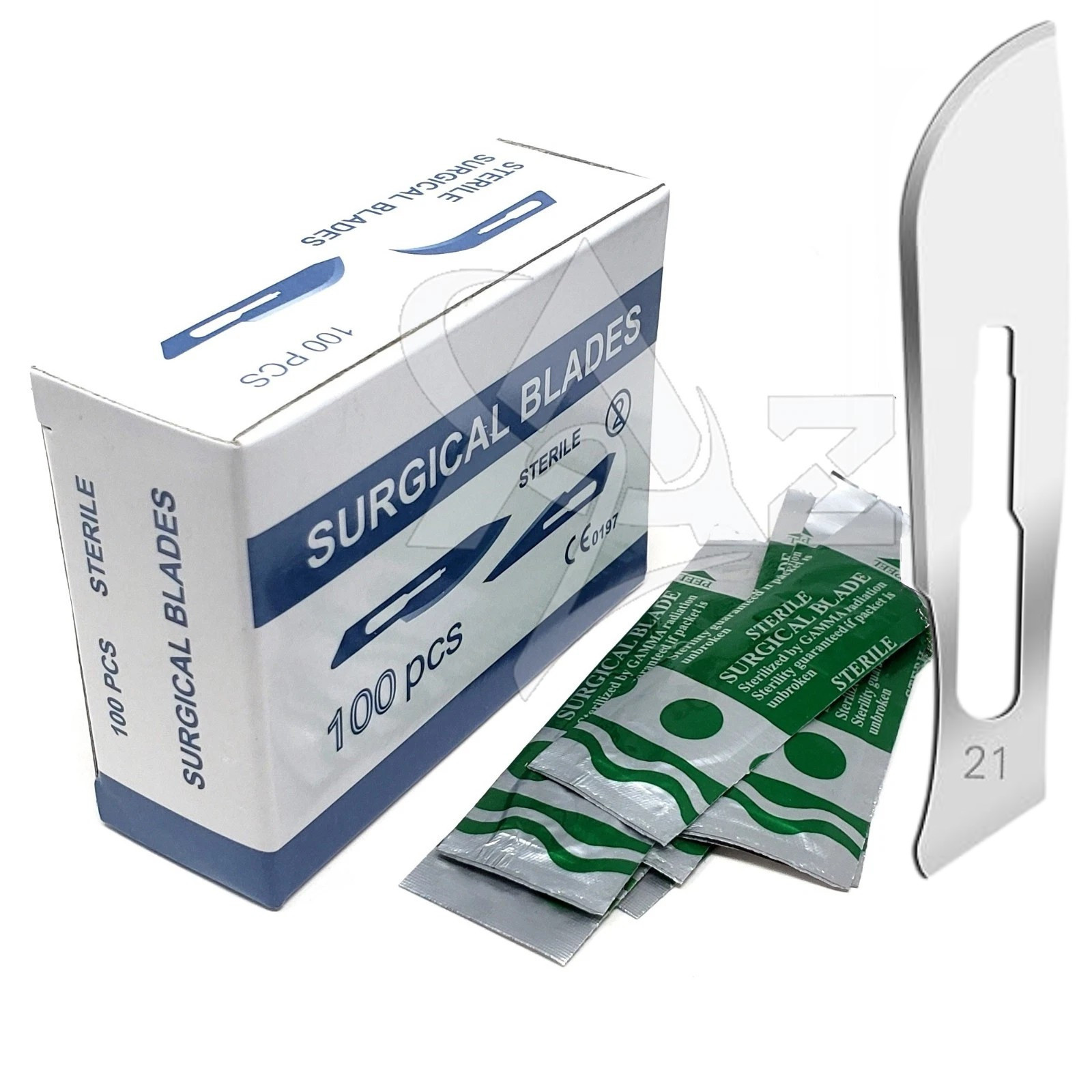 Box of 100 Sterile Surgical Blades #21 – Individually Foil Wrapped, Carbon Steel