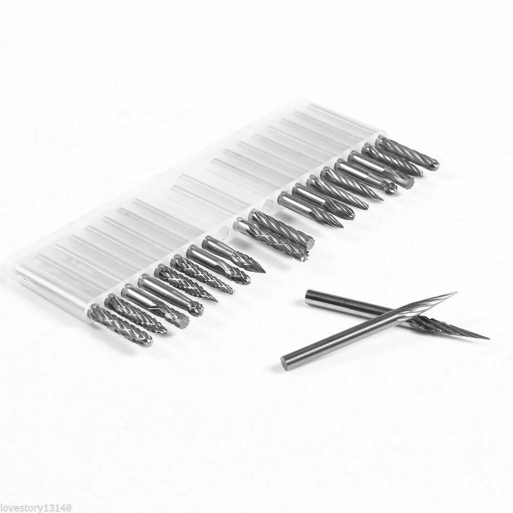 20 Pcs Dental Tungsten Carbide Cutter Rotary Burr Set Shank Reamer Milling Set