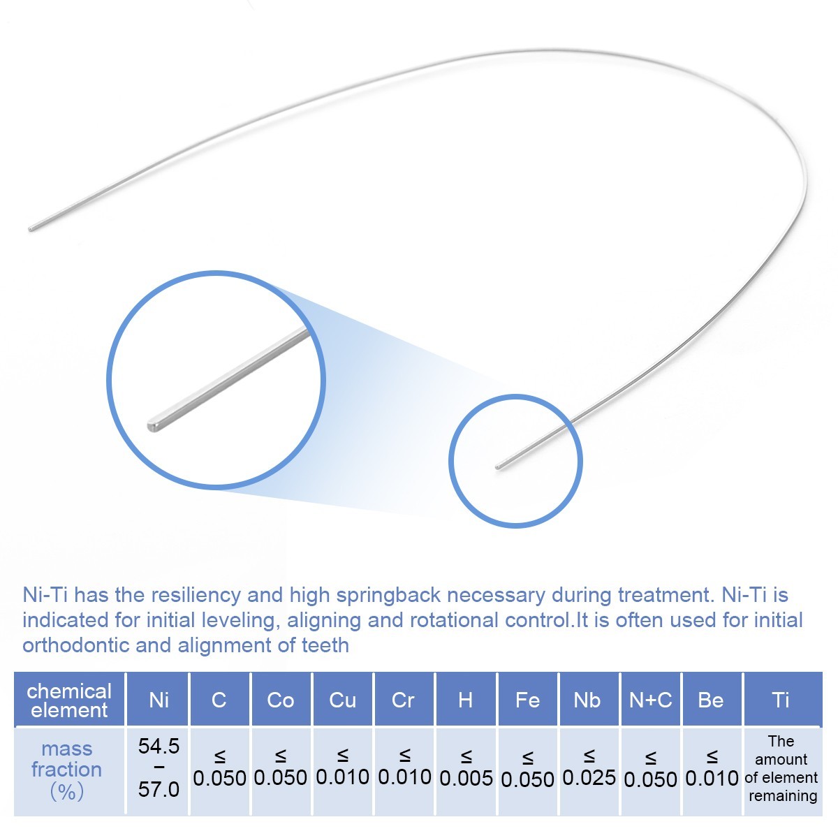 AZDENT Dental Ortho Super Elastic Rectangular Arch Wire Niti Ovoid upper/Lower