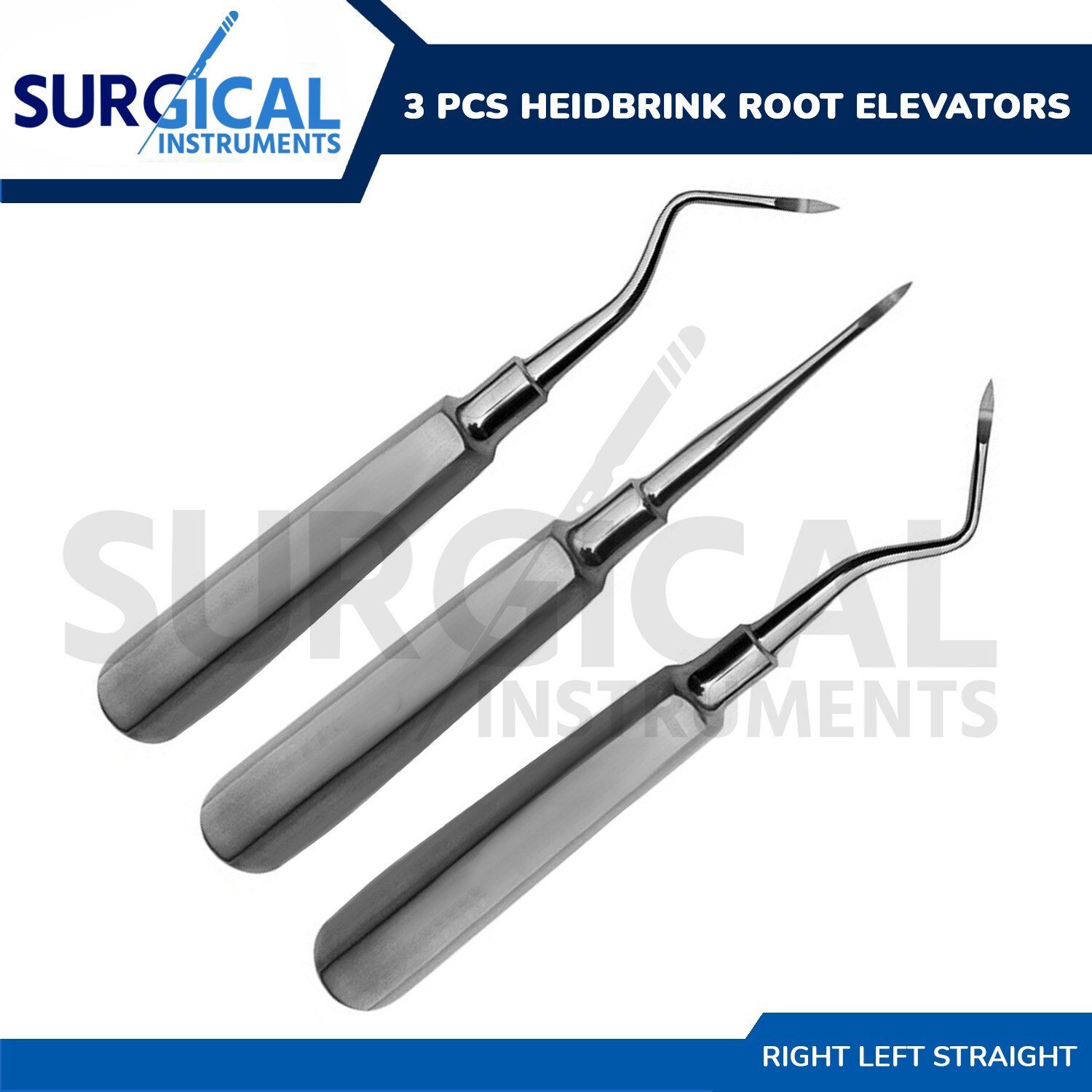 3 Pcs Heidbrink Root Tip Picks Elevator Right Left Straight Instruments German G