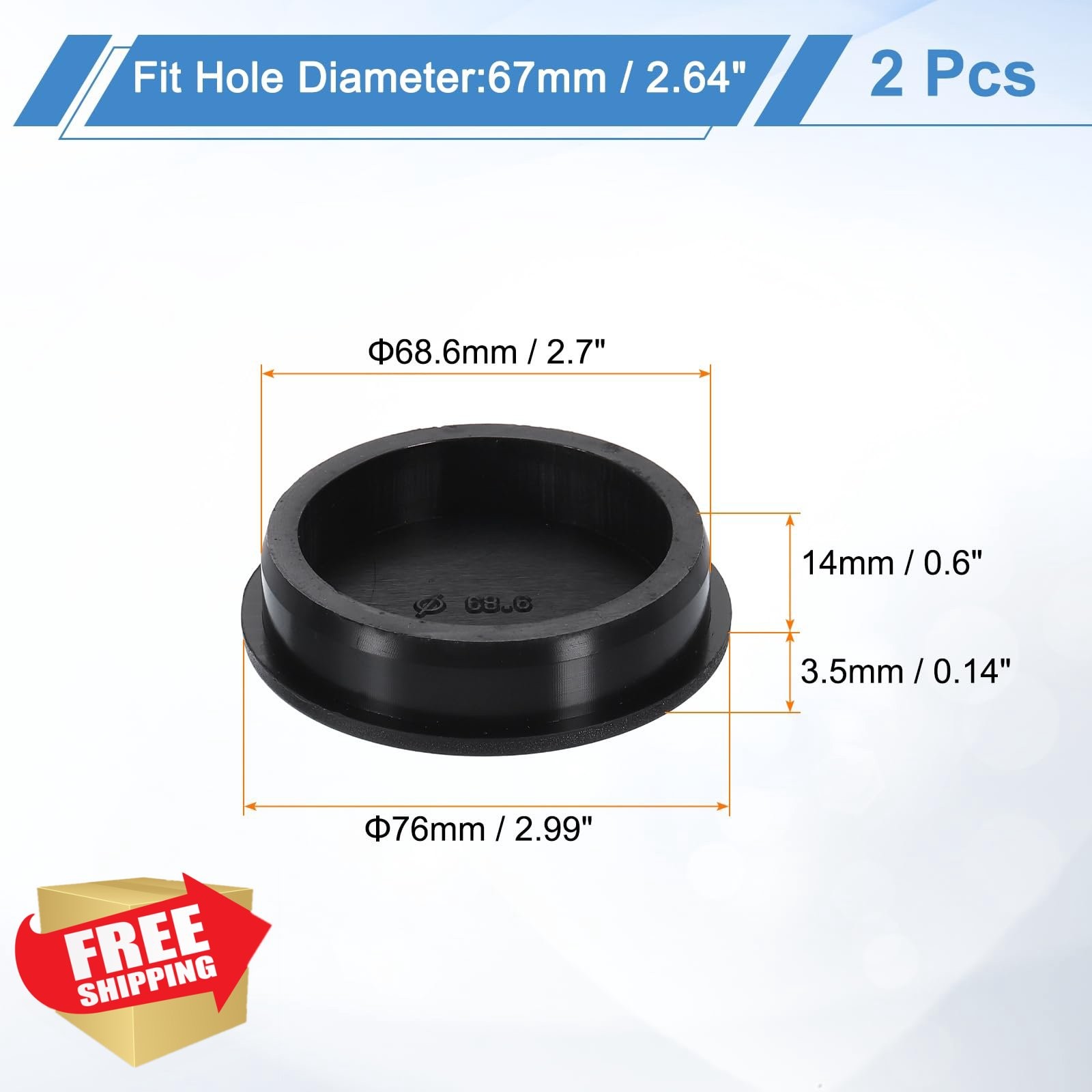 uxcell 67mm Rubber Hole Plug Stopper 2 Pcs