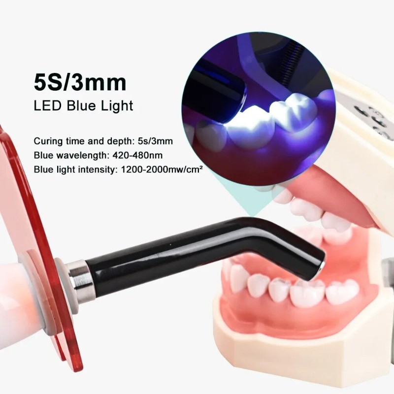 Wireless Dental Light Curing Machine 1s/2mm Resin Curing Light 800-2400mW/cm²