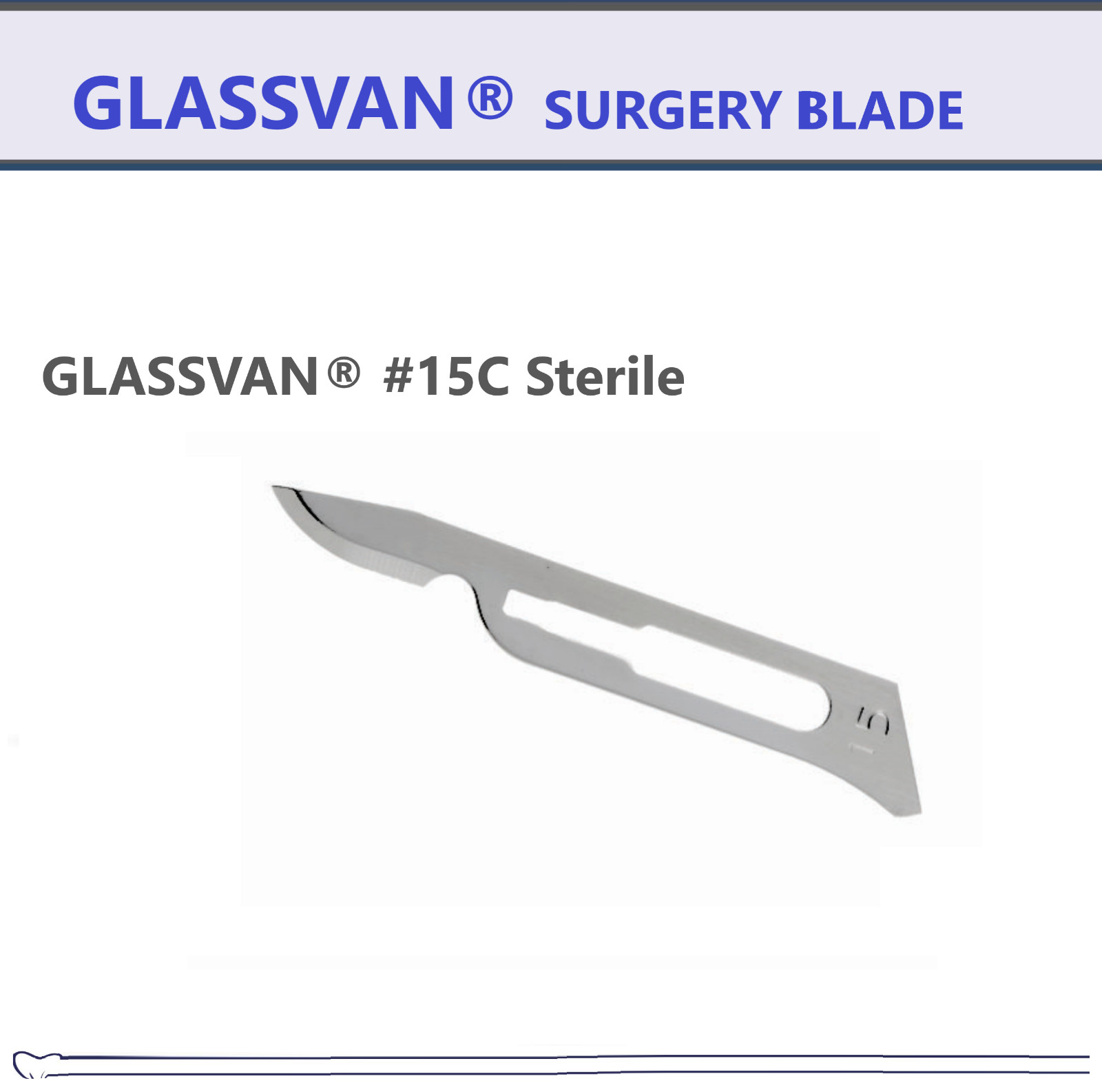 MYCO GLASSVAN Surgical Blades Stainless Steel #10, 11, 12B, 15C, 3001T-15, 100Bx