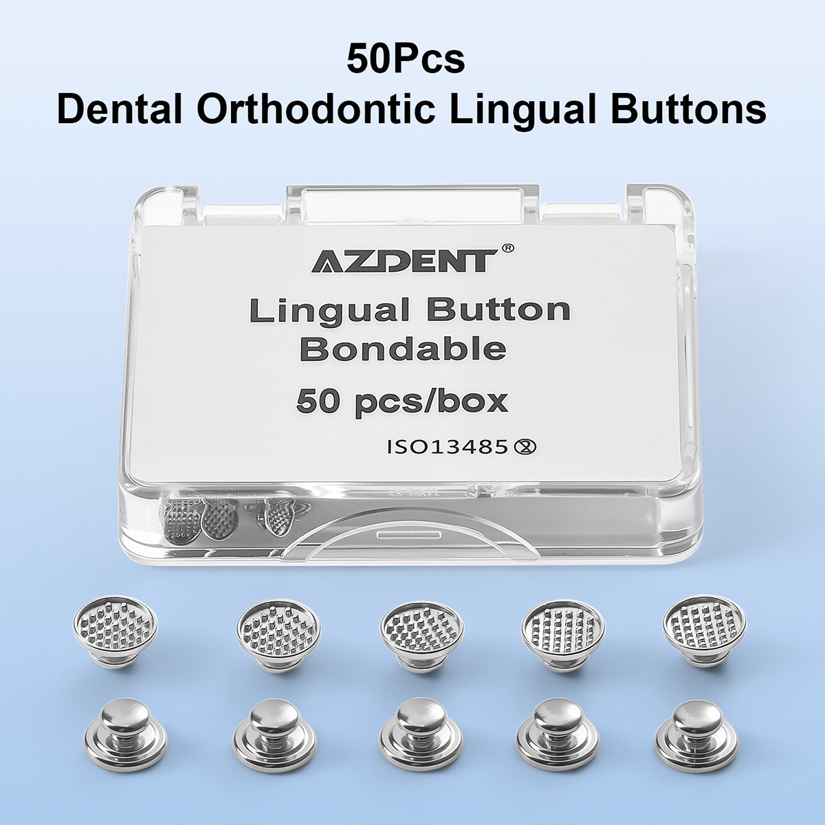 50pcs Dental Orthodontic Lingual Buttons Bondable Round Monoblock/Mesh Base
