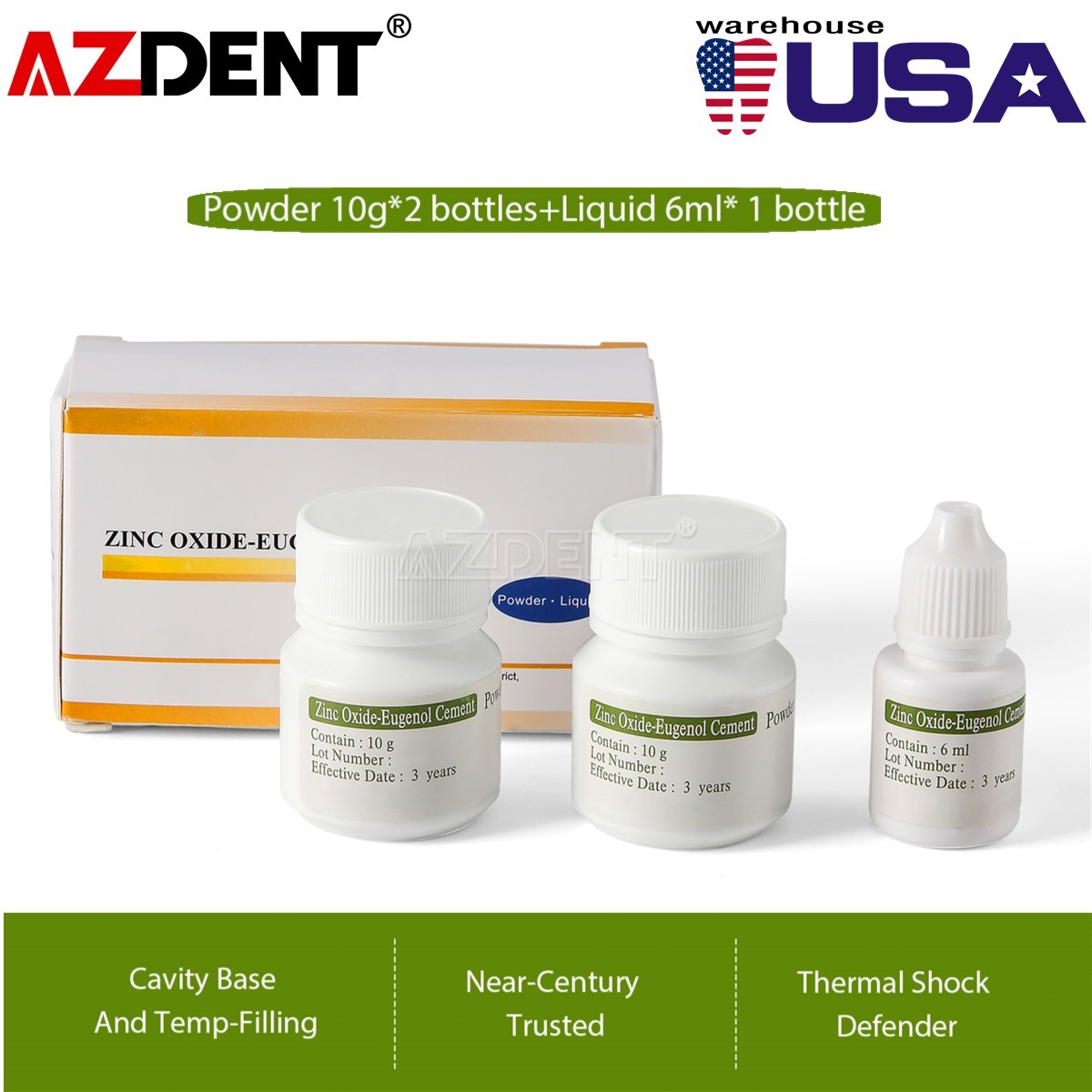 Conjunto de Polvo y Líquido de Óxido de Zinc Eugenol Dental para Cemento Tempora