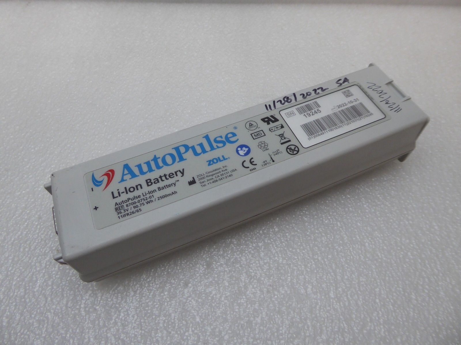 zoll Autopulse Li-Ion Battery 8700-0752-01 { For Parts/Not Working }
