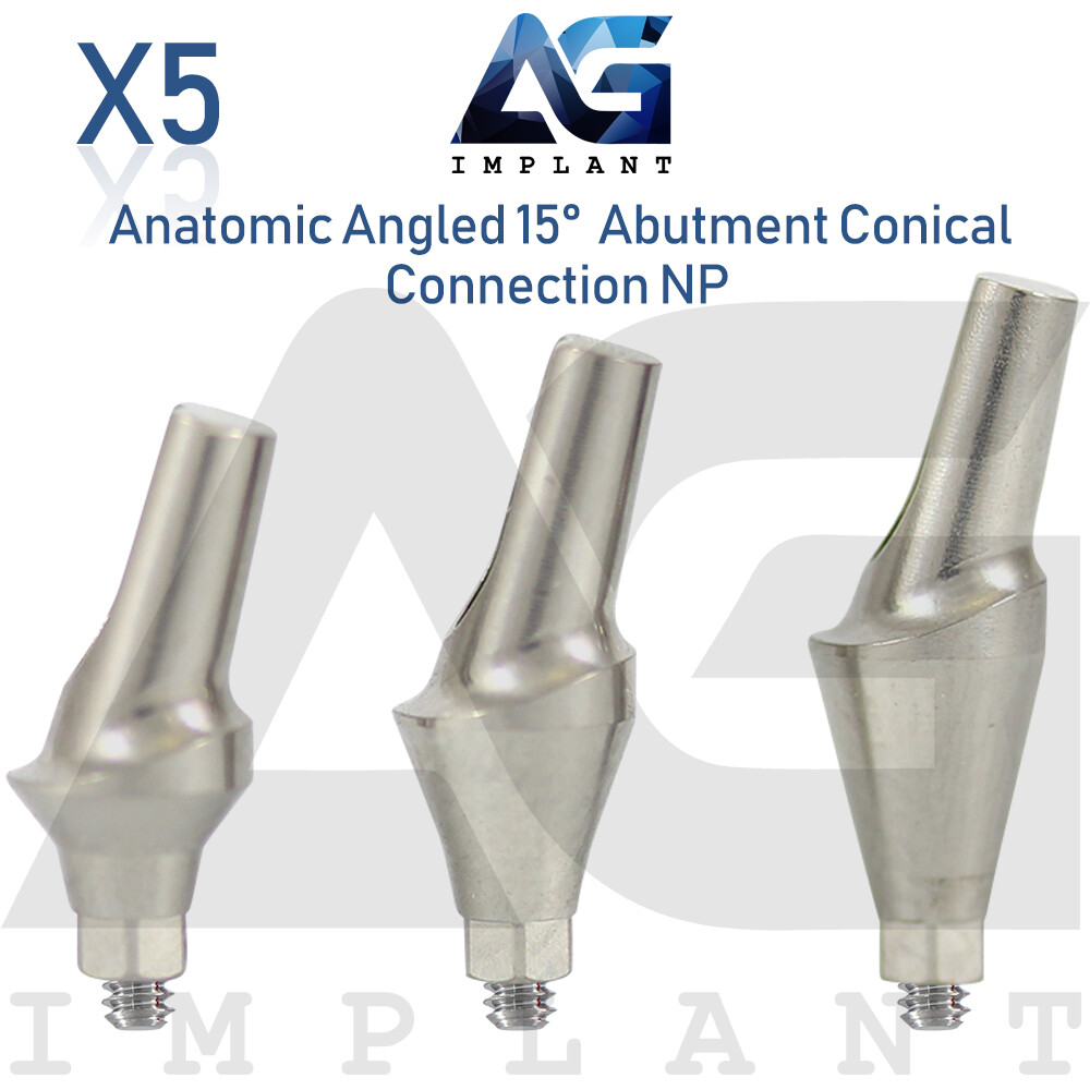 5x Titanium Anat0mic Angled Prosthetic 15° Narrow Platform NP Int Hex 2.25mm