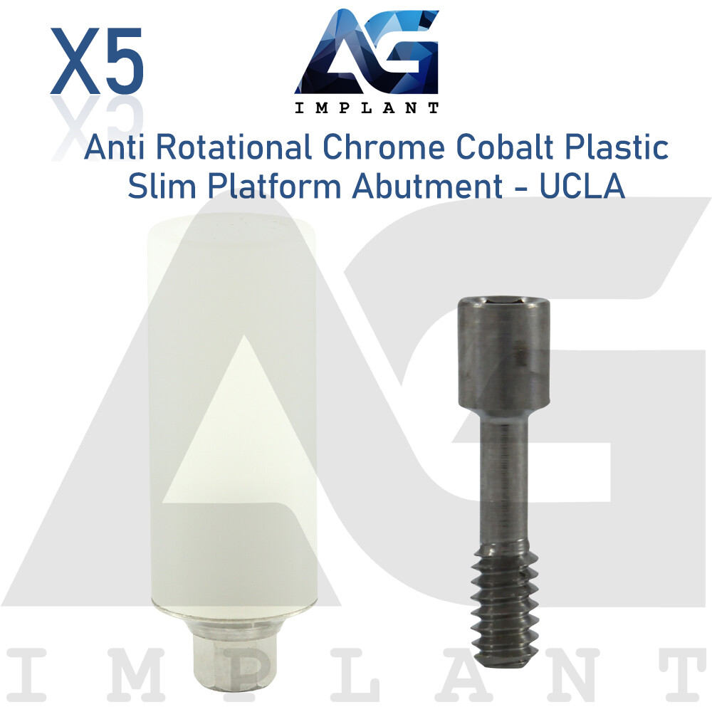 5 Anti Rotational Chrome Cobalt Base Plastic Slim Abutment UCLA Int Hexagon 2.0