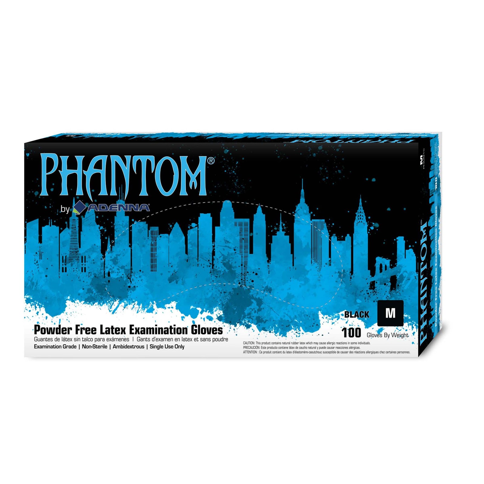 PHM915 Phantom 6 mil Powder-Free Latex Gloves, Medical Grade, Black, Medium, …