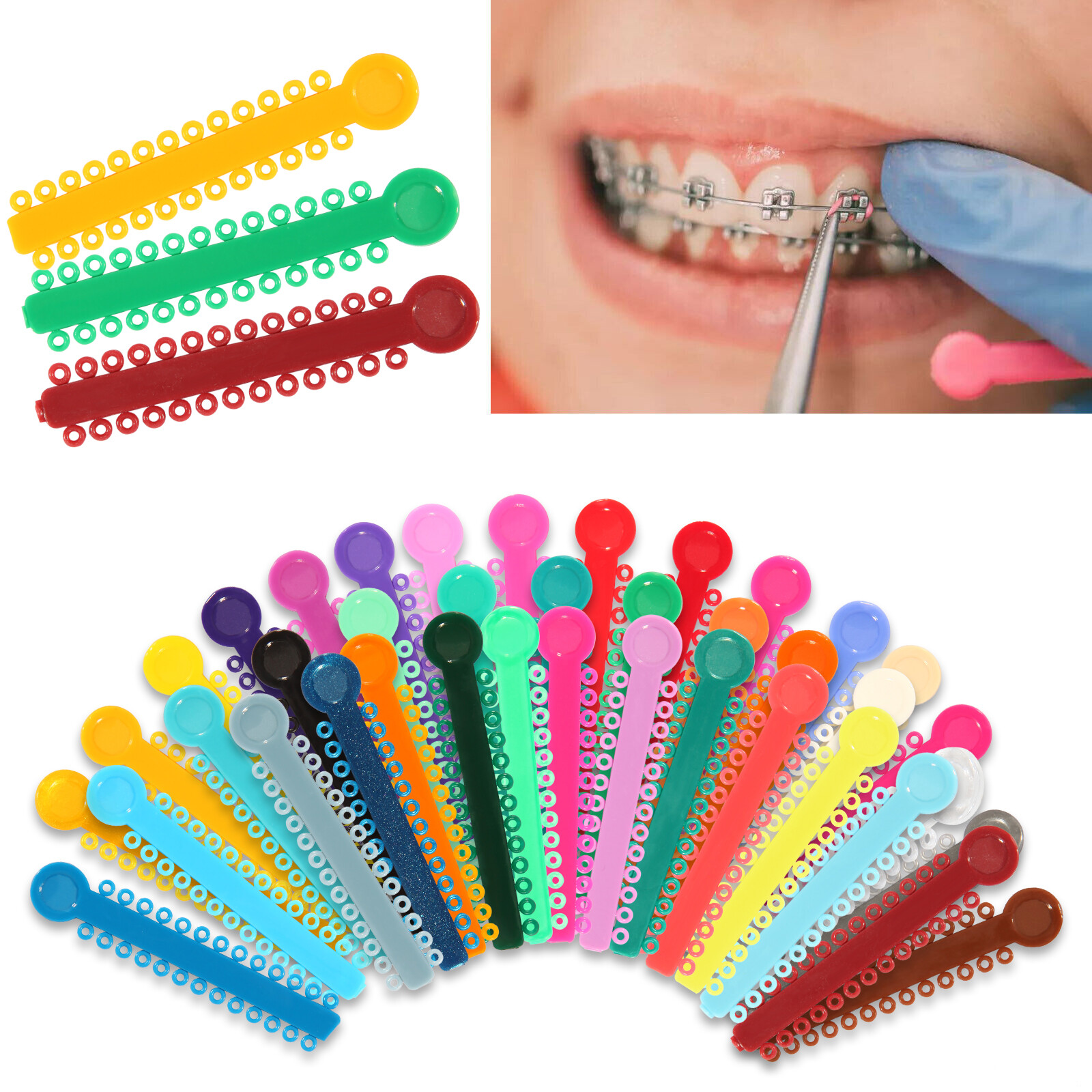 1040PCS Ortho Dental Ligature Rubber Ties Bands Braces Orthodontic Elastic Bands