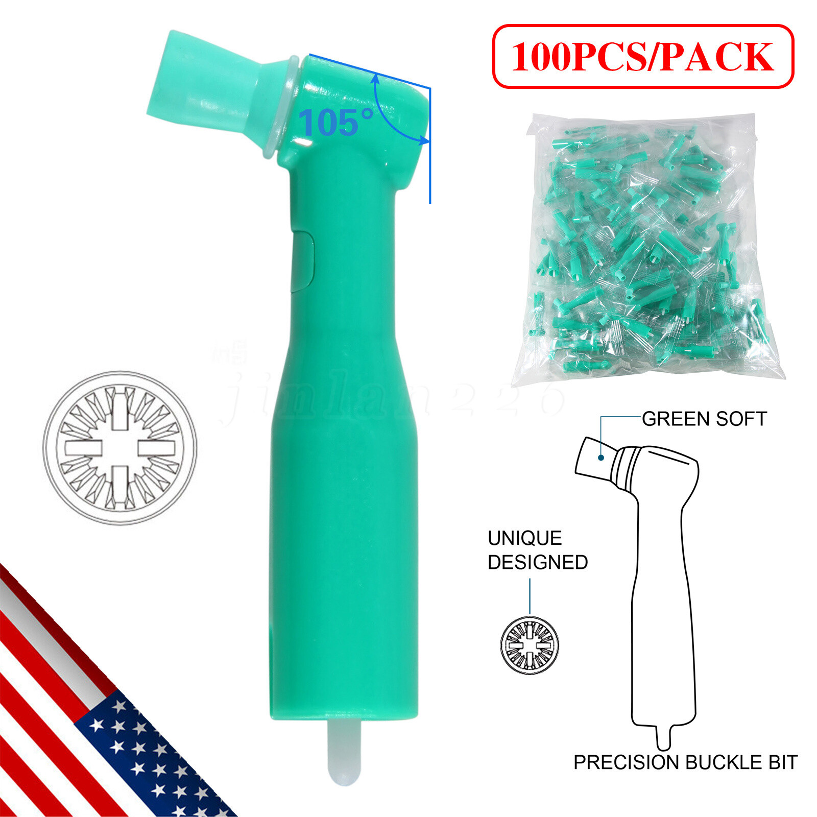 Dental Disposable Prophy Angles Regular Latex Free Contra Angle 105° – 500pcs
