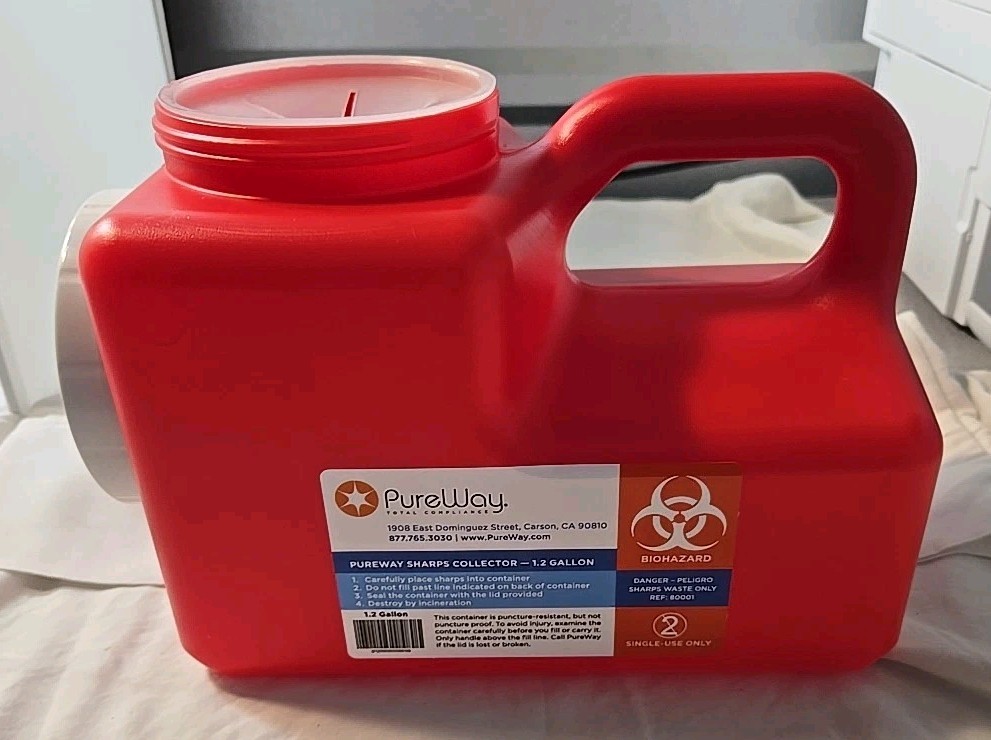 PureWay Sharps Collector Waste Disposal 1.2 Gallon Single Use #80001