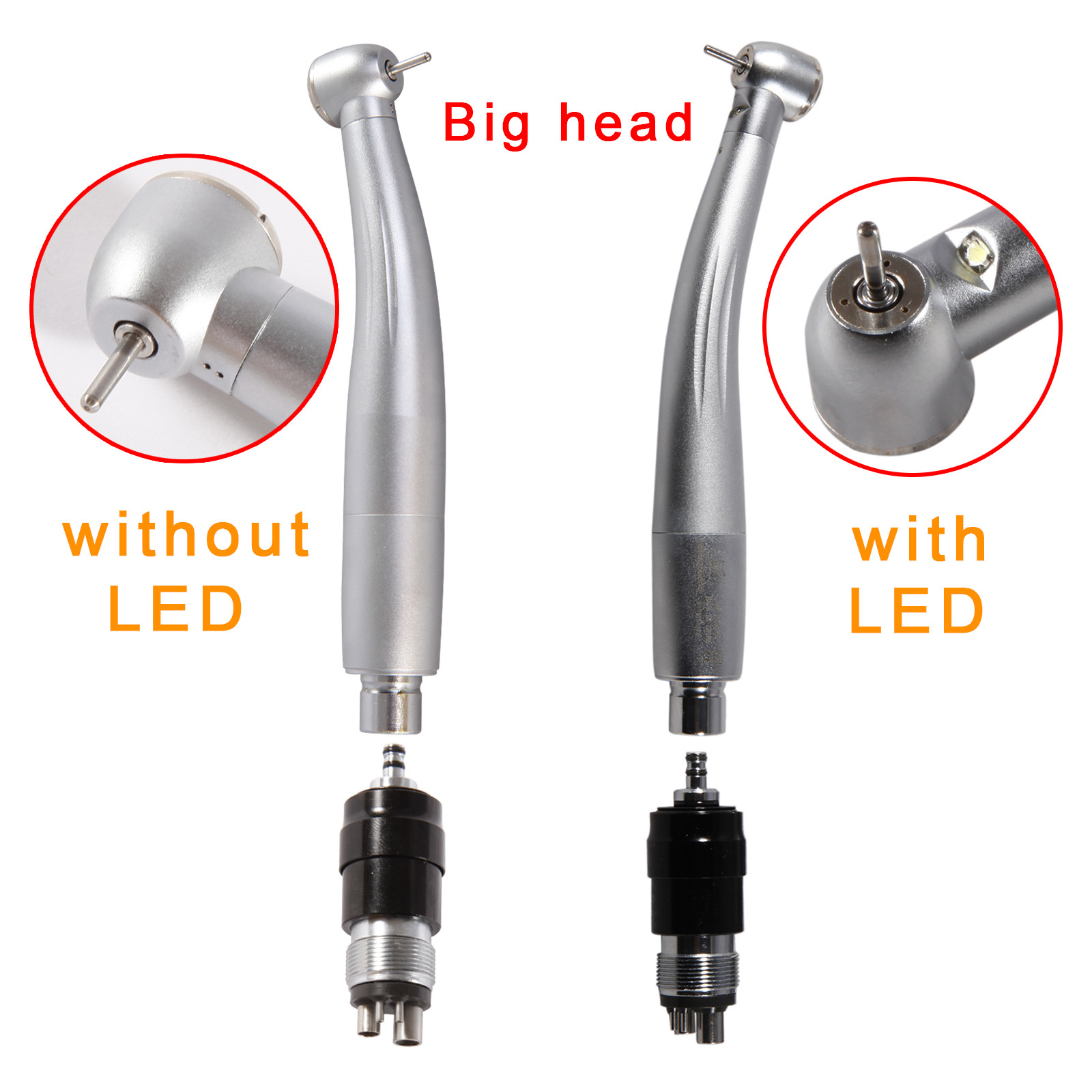 Dental (LED E-generator)High Speed Handpiece with 2/4 Hole Quick Coupling Swivel