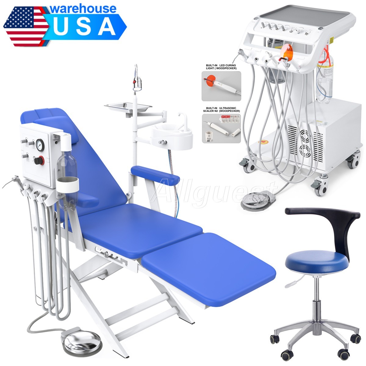 Dental Portable Delivery Unit+Air Compressor+Suction+Scaler/Chair Turbine Unit