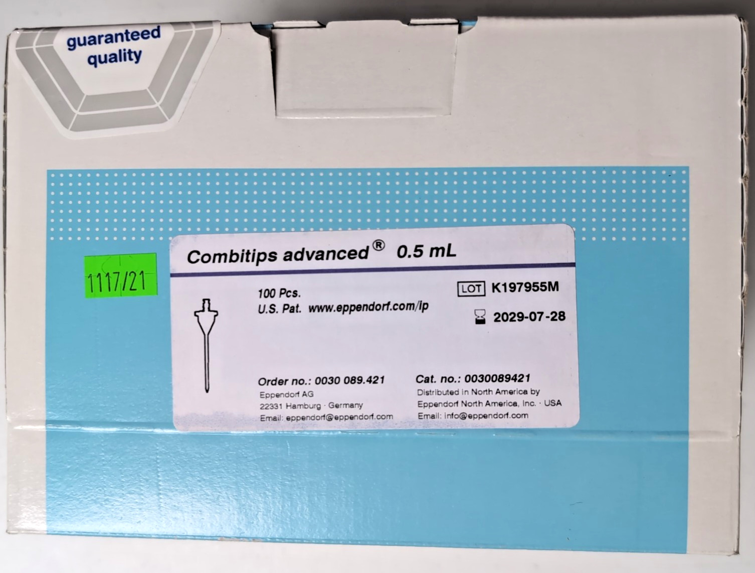 NEW – EPPENDORF Combitips Advanced 0.5mL Pipet Tips 100/Pk 0030089421
