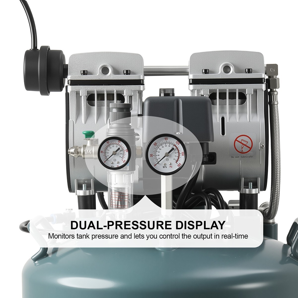 24L Portable Compresor de aire dental Oil Free Silent Air Pump 600W Air Tank