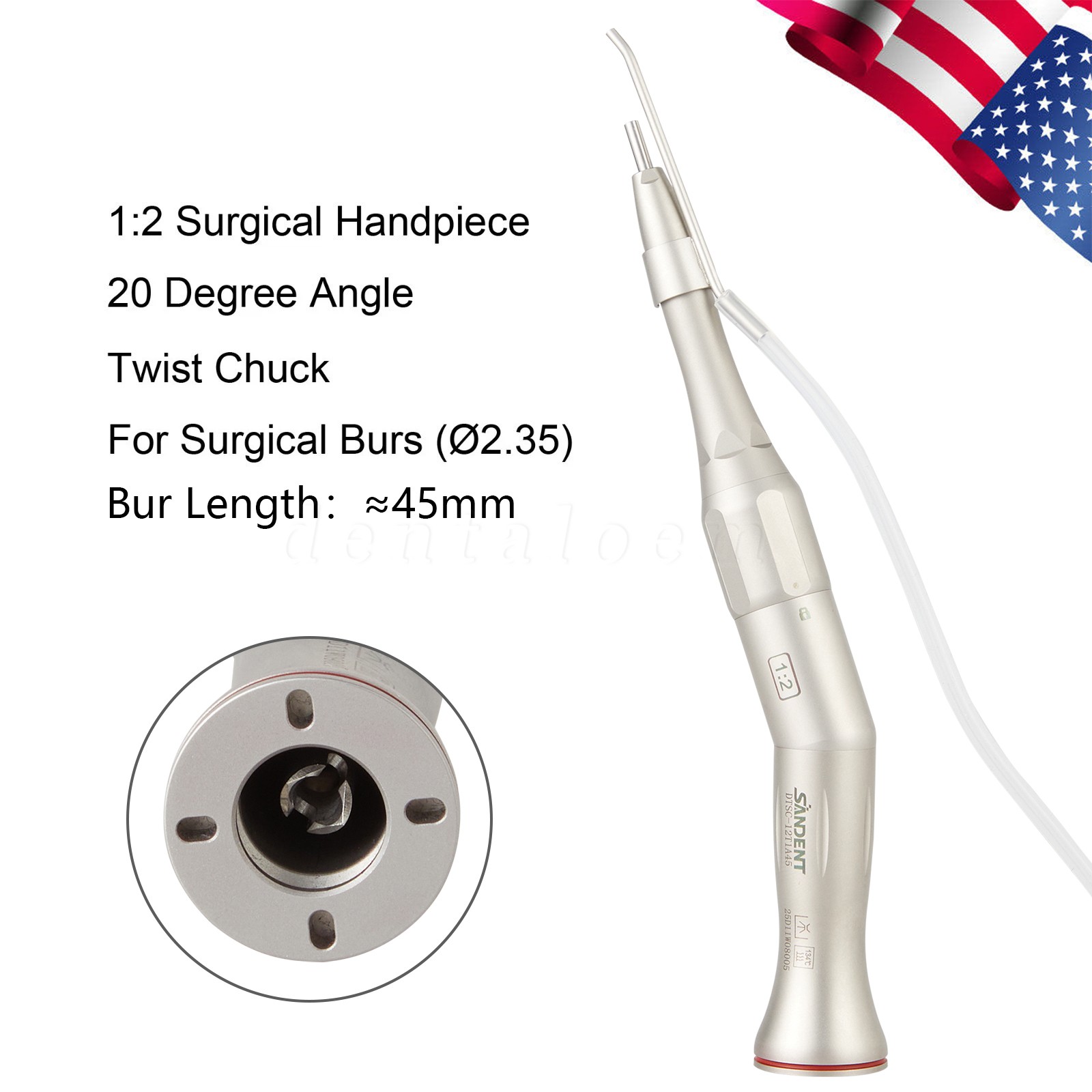 1-100 SANDENT Dental 1:2 Surgical Osteotomy Low Speed Handpiece 20º Contra Angle