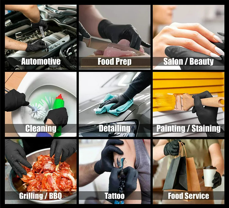 First Glove Black Disposable Nitrile Gloves 3 Mil Latex & Powder Free