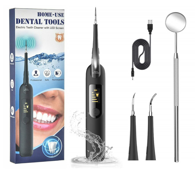Ultrasonic Electric Dental Calculus Remover LED Screen 5 Modes Plaque Cleaning