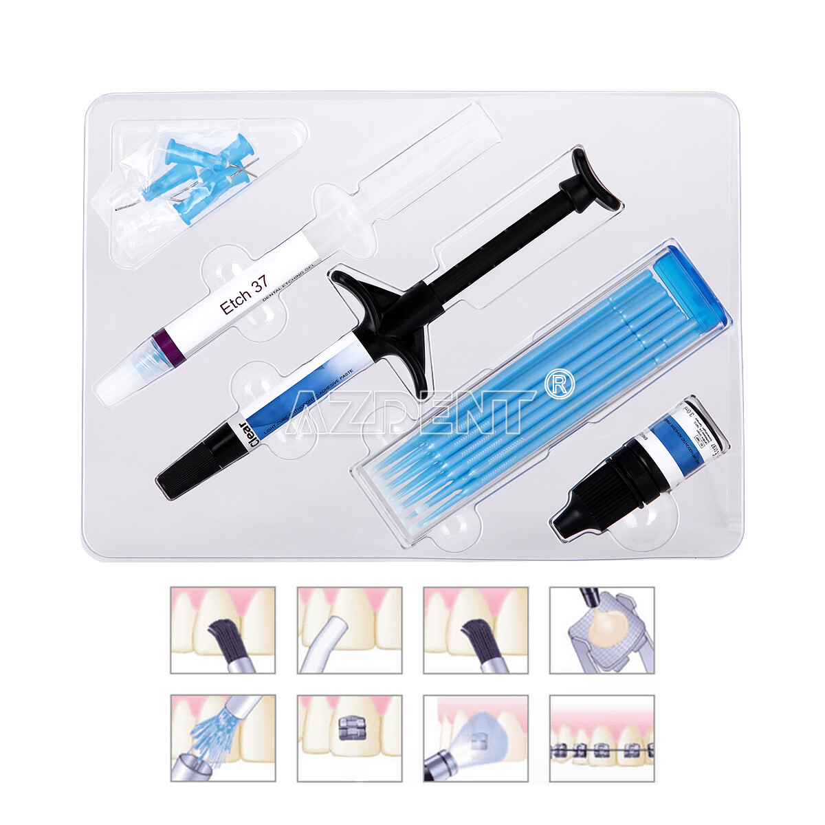 AZDENT Dental Orthodontic Brackets Braces Mini Roth.022 /Light Cure Adhesive Kit