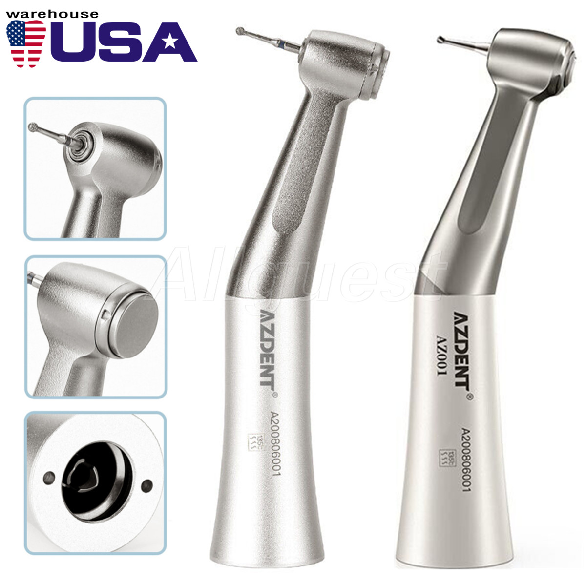 AZDENT Dental Slow Low Speed Handpiece Contra Angle E-Type for CA/FG Burs USA