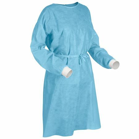 Non-Woven Isolation Gown with Knit Cuff Fluid Resistant Blue Size Small 10pcs/pk