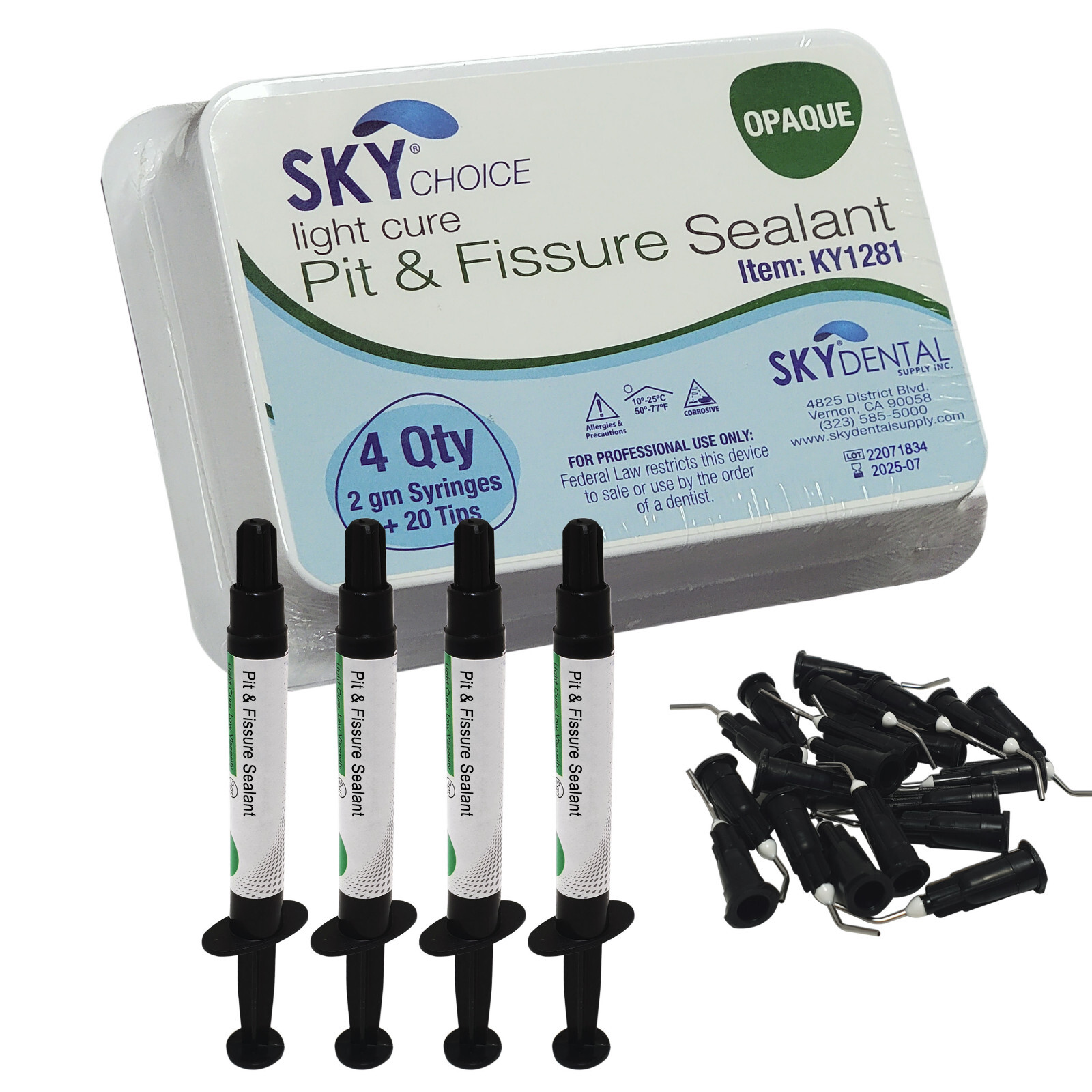 Dental PIT AND & FISSURE SEALANT 4 SYRINGE KIT + 20 Tips – OPAQUE
