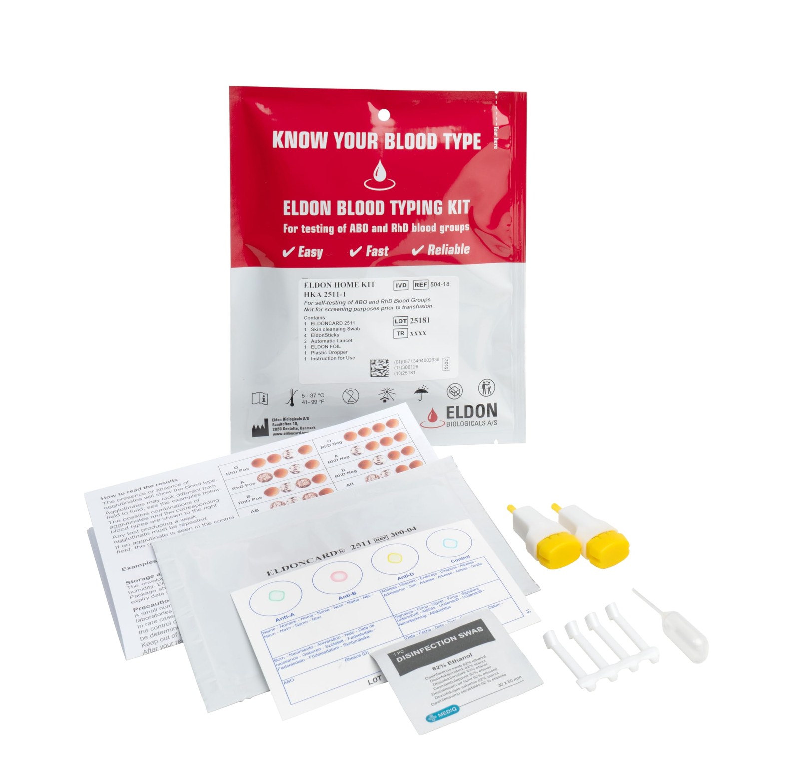 Eldoncard INC Blood Type Test (Complete KIT) – Find Out if 11 Piece Set, Red