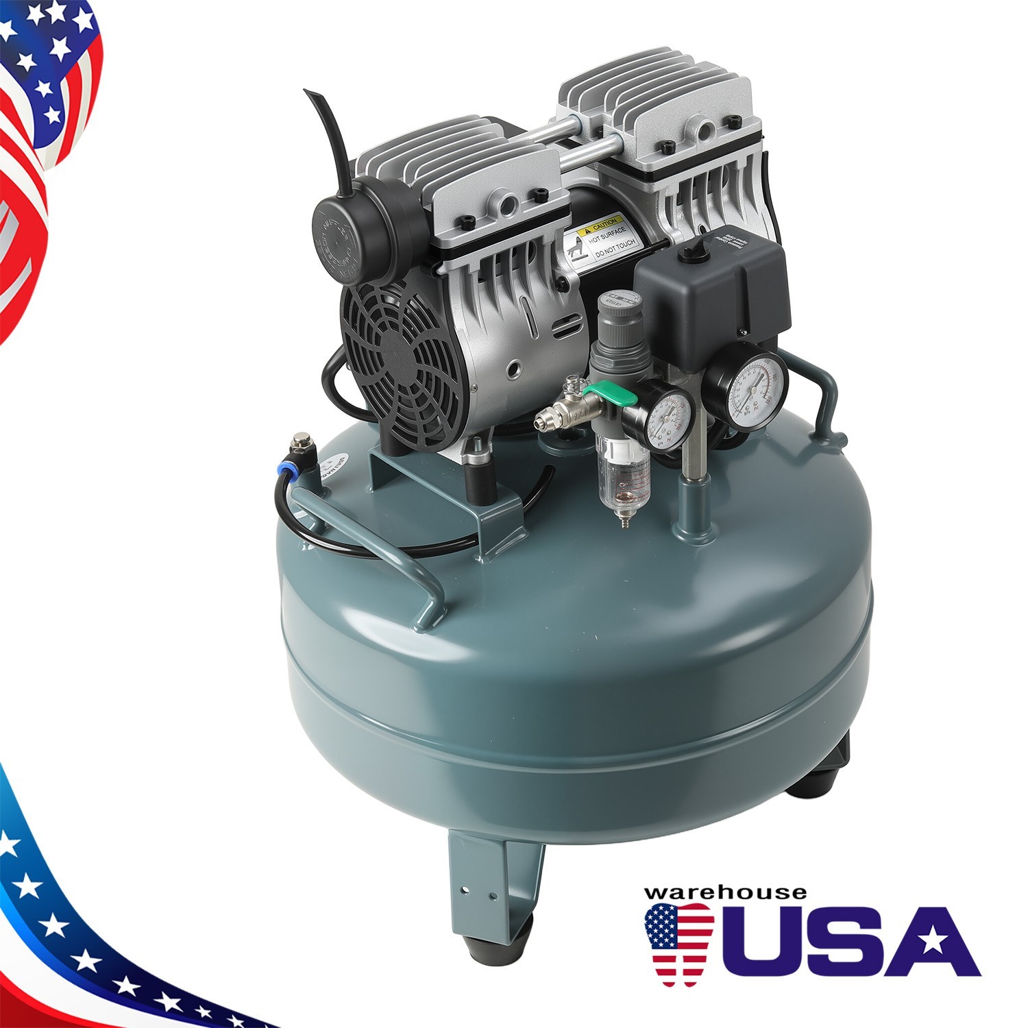24L Portable Compresor de aire dental Oil Free Silent Air Pump 600W Air Tank