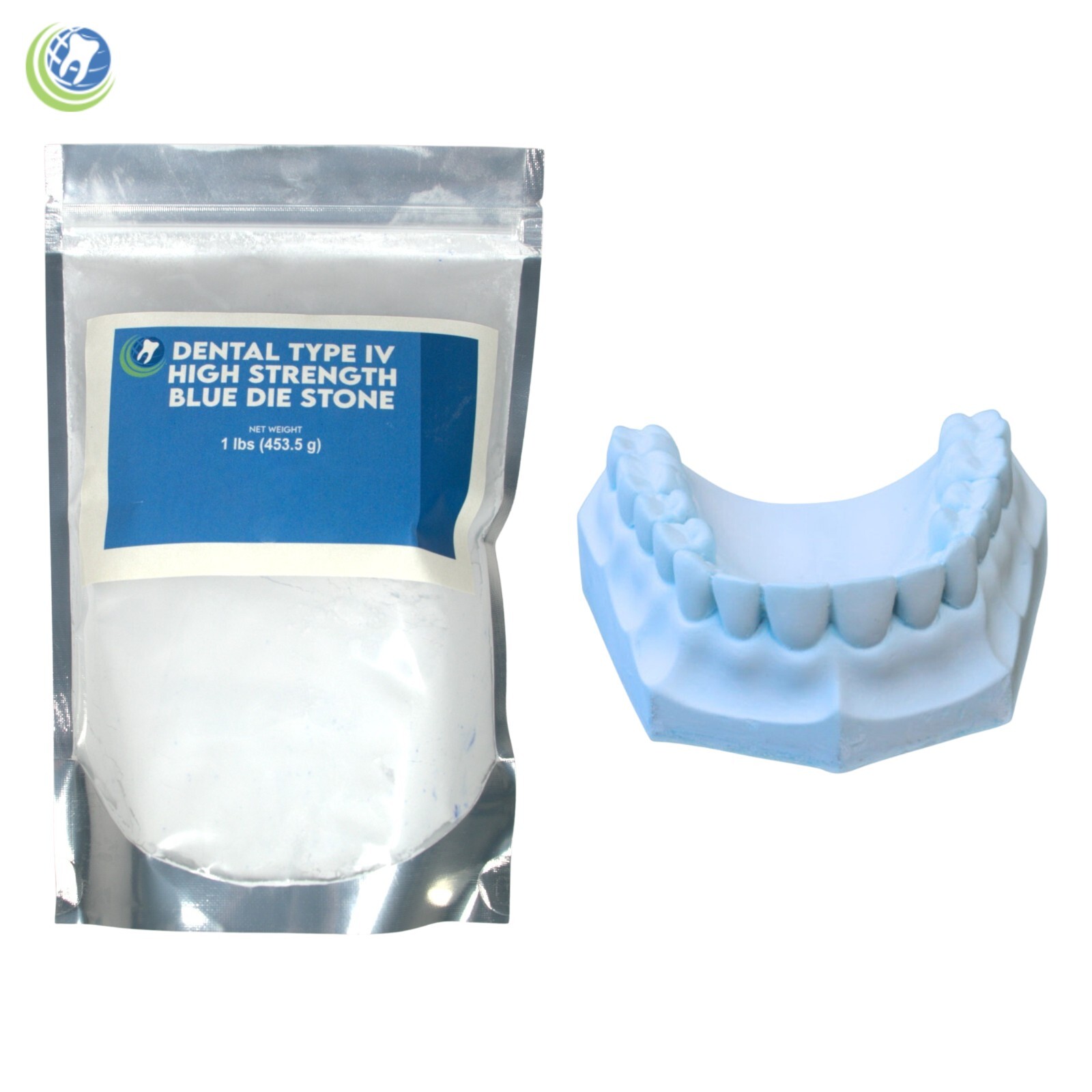 DENTAL GYPSUM DIE STONE TYPE IV BLUE HIGH STRENGTH COMPOUND LOW EXPANSION 1 Lb.