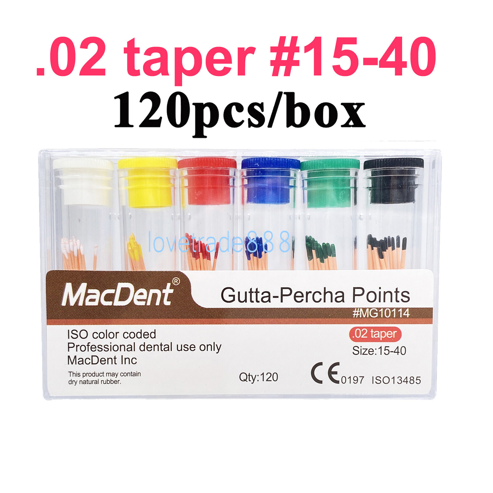 60/120pcs Dental Gutta Percha Points Full Taper 0.02/0.04/0.06 Size 15-40 45-80