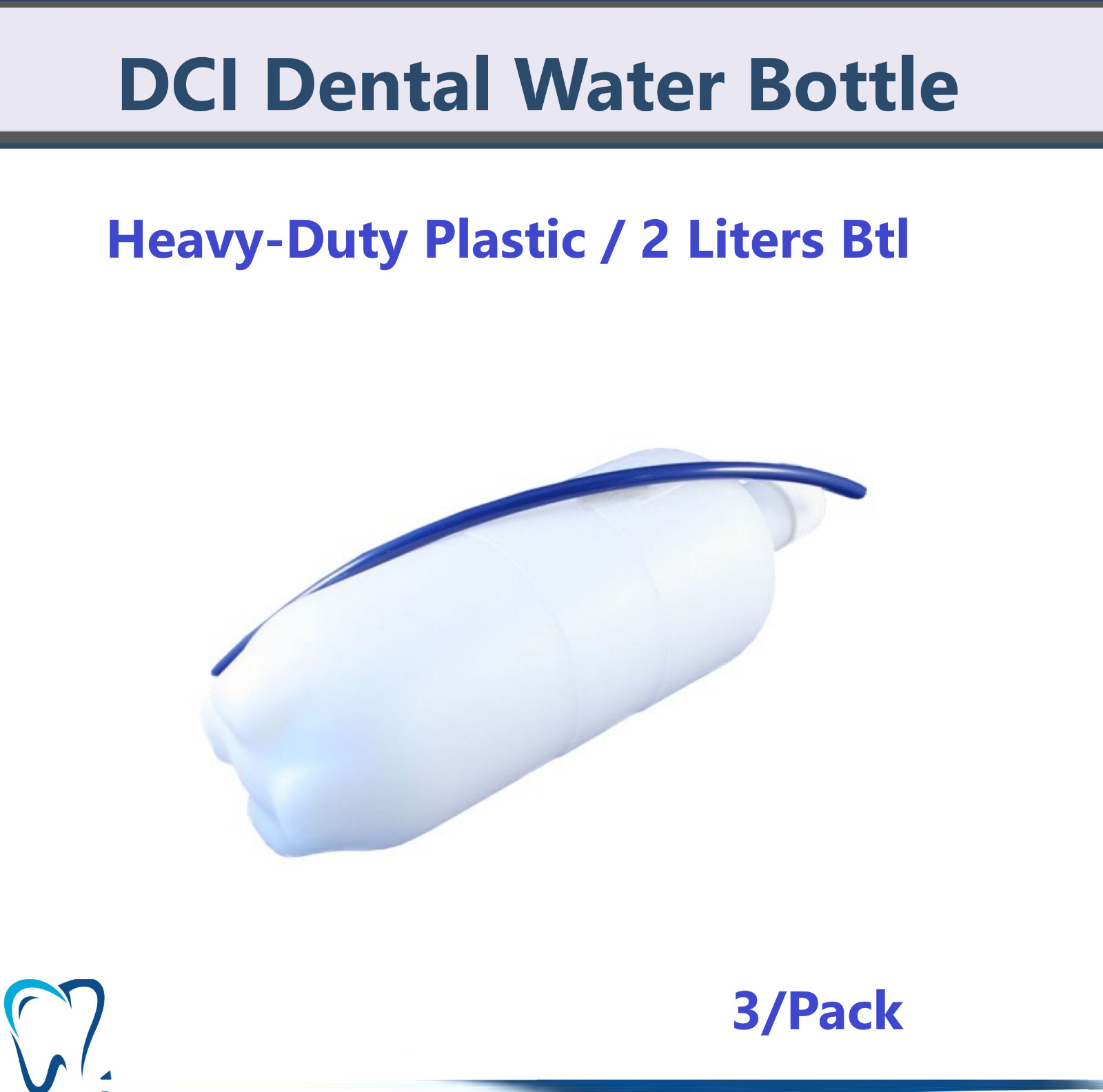 3/Pk Dental Water Bottles Heavy-Duty Plastic 2 Liter W/ Cap & Tube PN6932 /8164