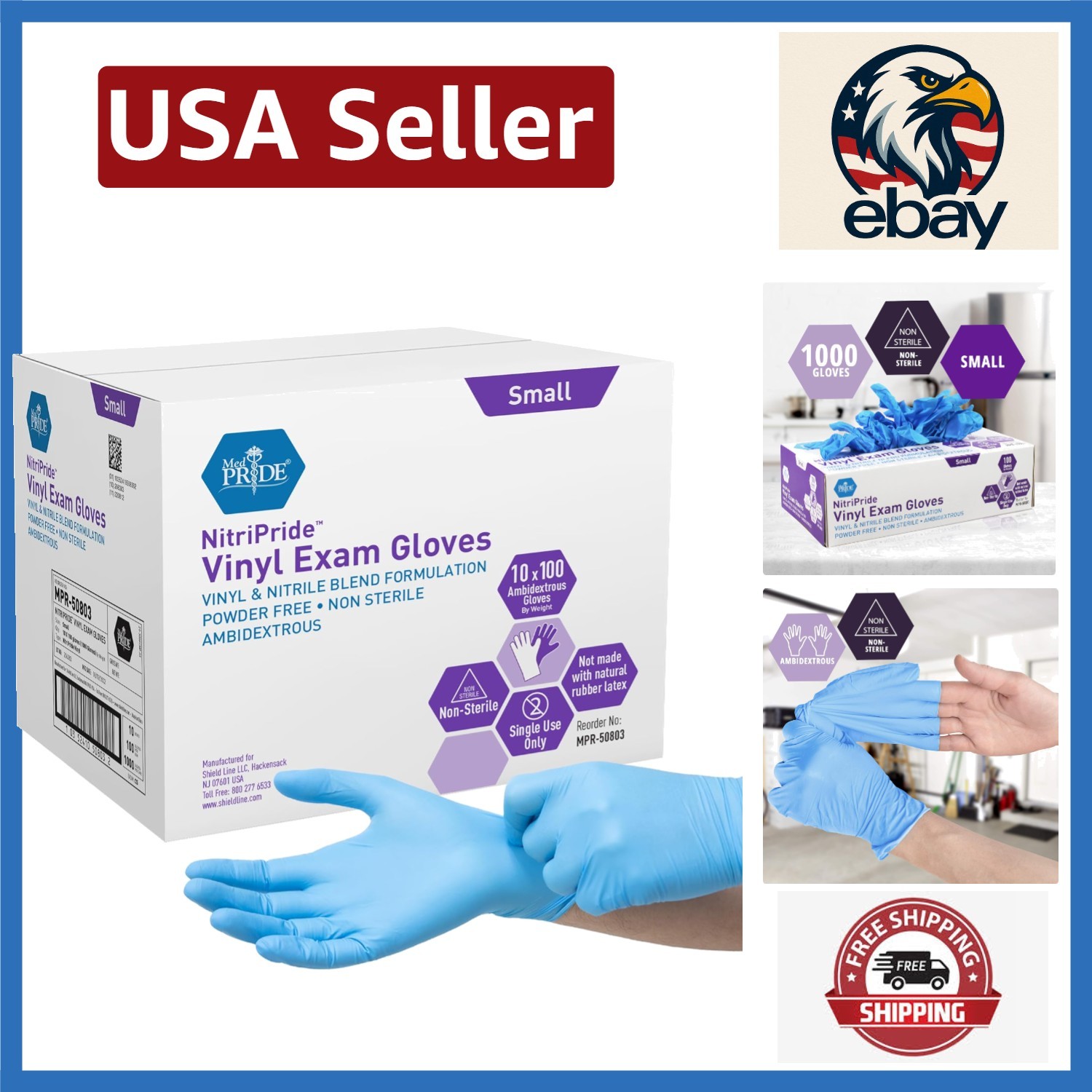 NitriPride Disposable Nitrile-Vinyl Blend Exam Gloves – Powder-Free & Latex-Free