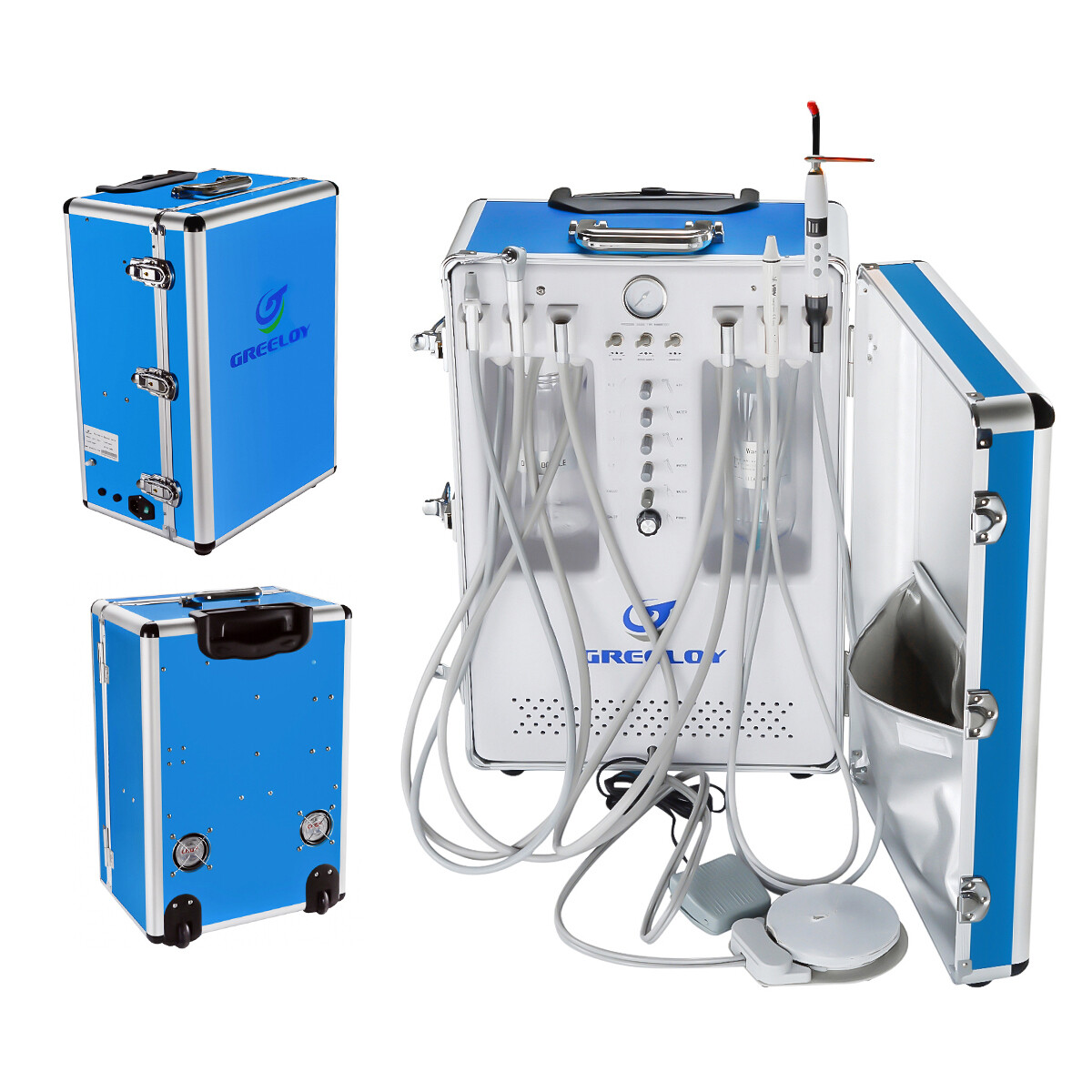 Portable Dental Unit with Air Compressor Curing Light + Scaler 2H GU-P206S US