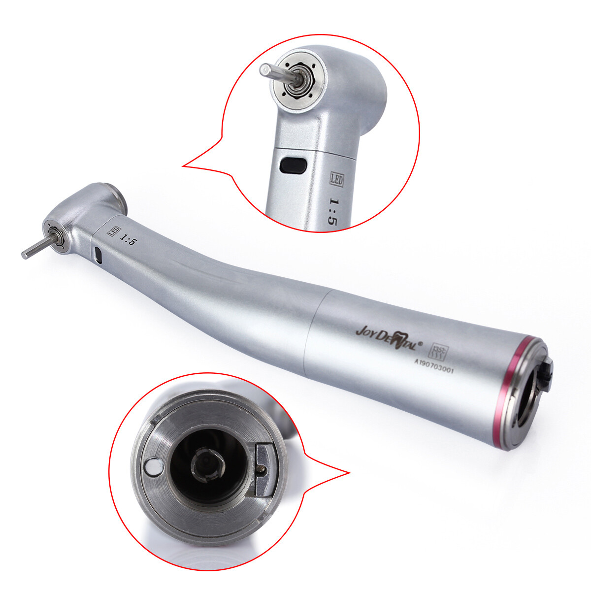 AZDENT Dental 1:1 /1:5 / 20:1 LED Optic Contra Angle Handpiece fit E-Type Motor