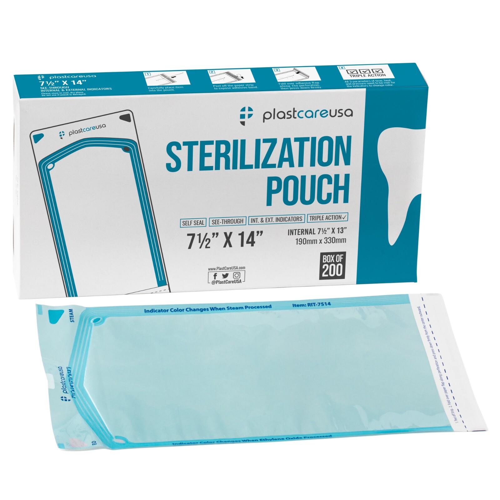 2000 7.5″ x 13″ Self-Sealing Sterilization Pouch Dental Pouches Autoclave Lab