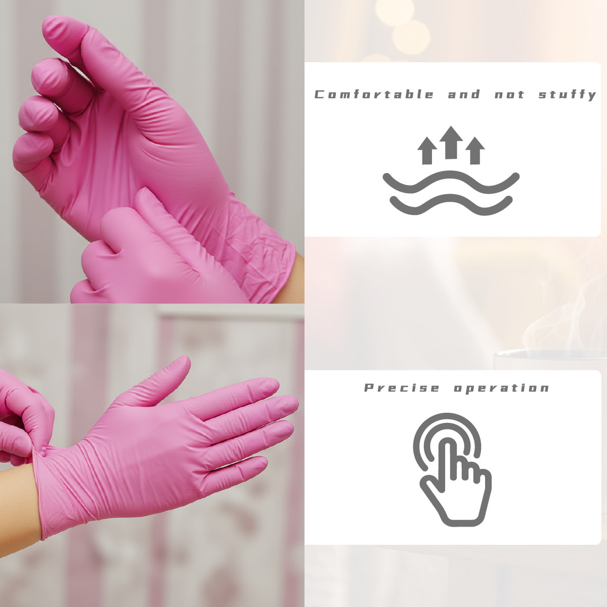 100 Pcs 3 Mil Nitrile Gloves Disposable Food Prep Cooking Latex Free Size M