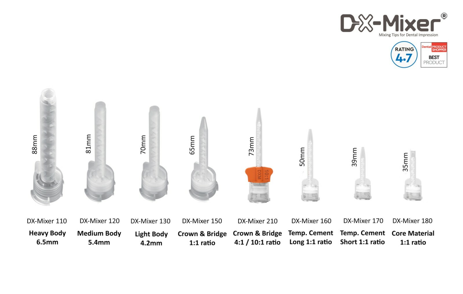 48 pcs Light Body Impression HP Mixing Tips 4.2mm Dental VPS/PVS – DX-Mixer®