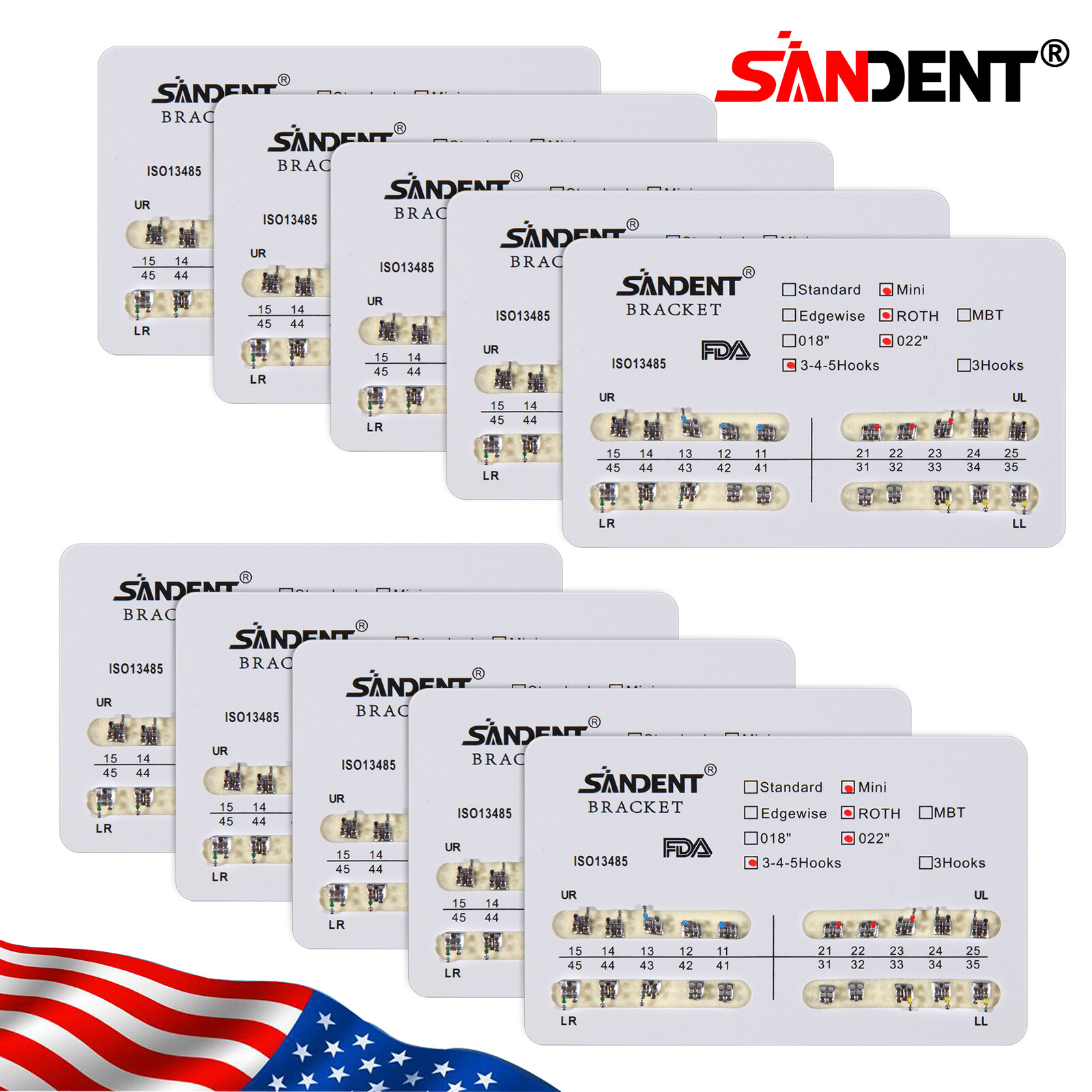 20 Packs Dental Mini Roth 022″Slot Hooks 345 Brackets Braces Metal Orthodontics