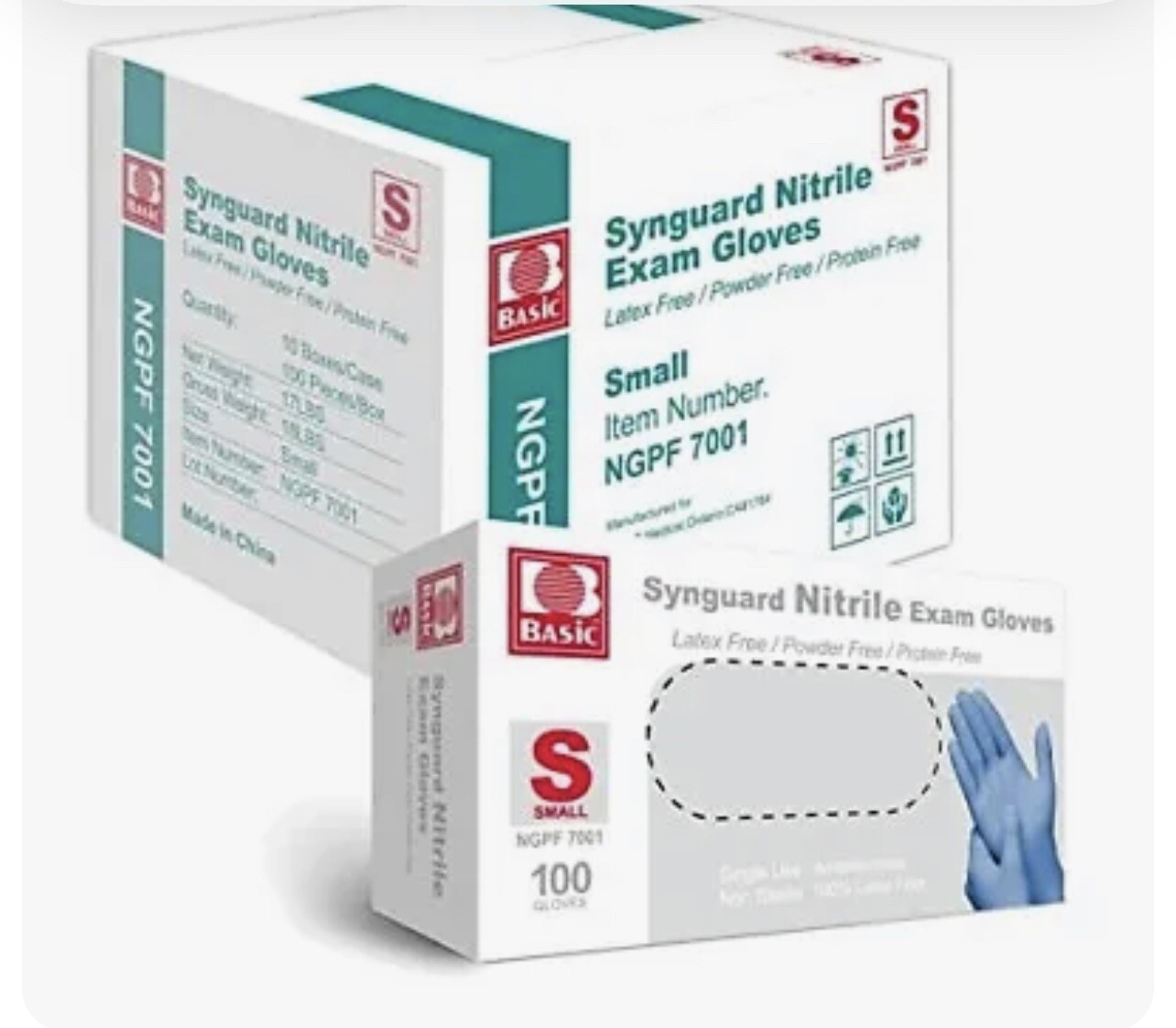 BASIC Synguard Blue Nitrile/Vinyl Blend Exam Gloves – (SMALL)(Case of 1,000)