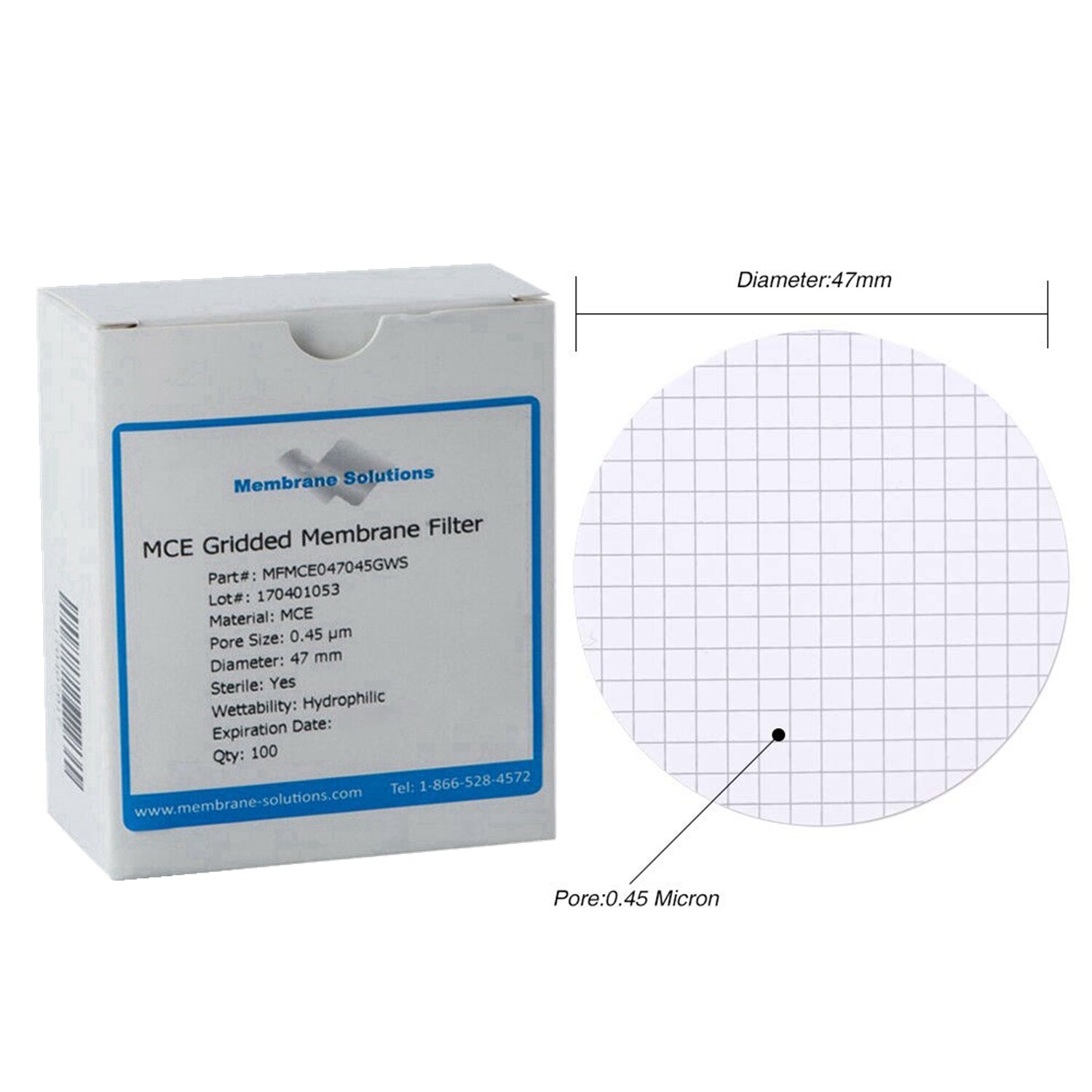 Simpure Mix Cellulose Ester Gridded Membrane Filters 47mm 0.45μm Sterile