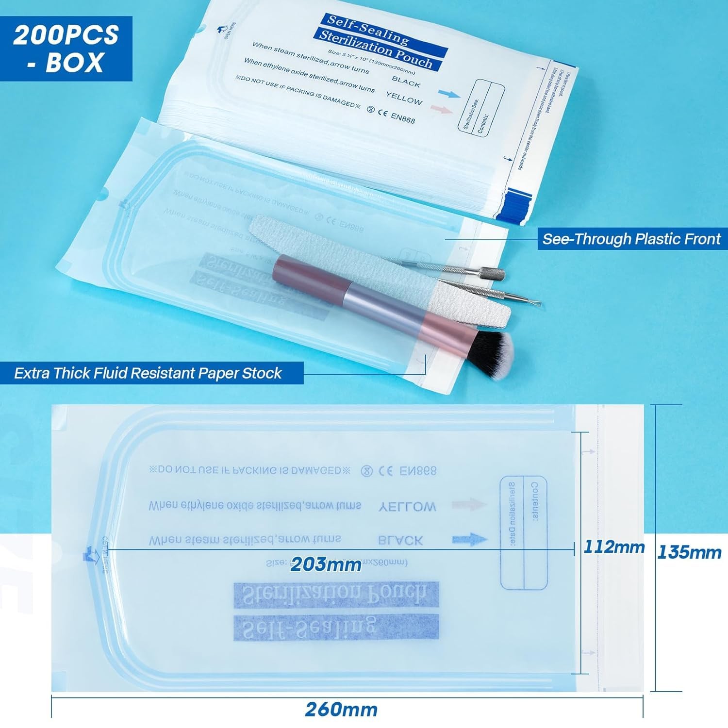 1000x Dental Self Seal Sterilization Pouches Pouch Autoclave, Sterilizer Bags