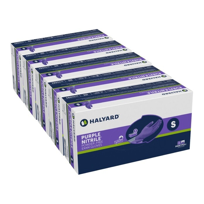 5 BOXES of 100 (500 gloves) SMALL Halyard Purple Nitrile Exam Gloves 55081
