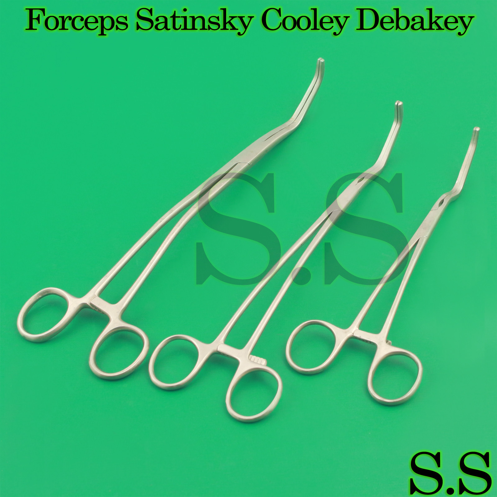 Surgical Forceps Satinsky Cooley Debakey Veterinary Instruments Set of 3